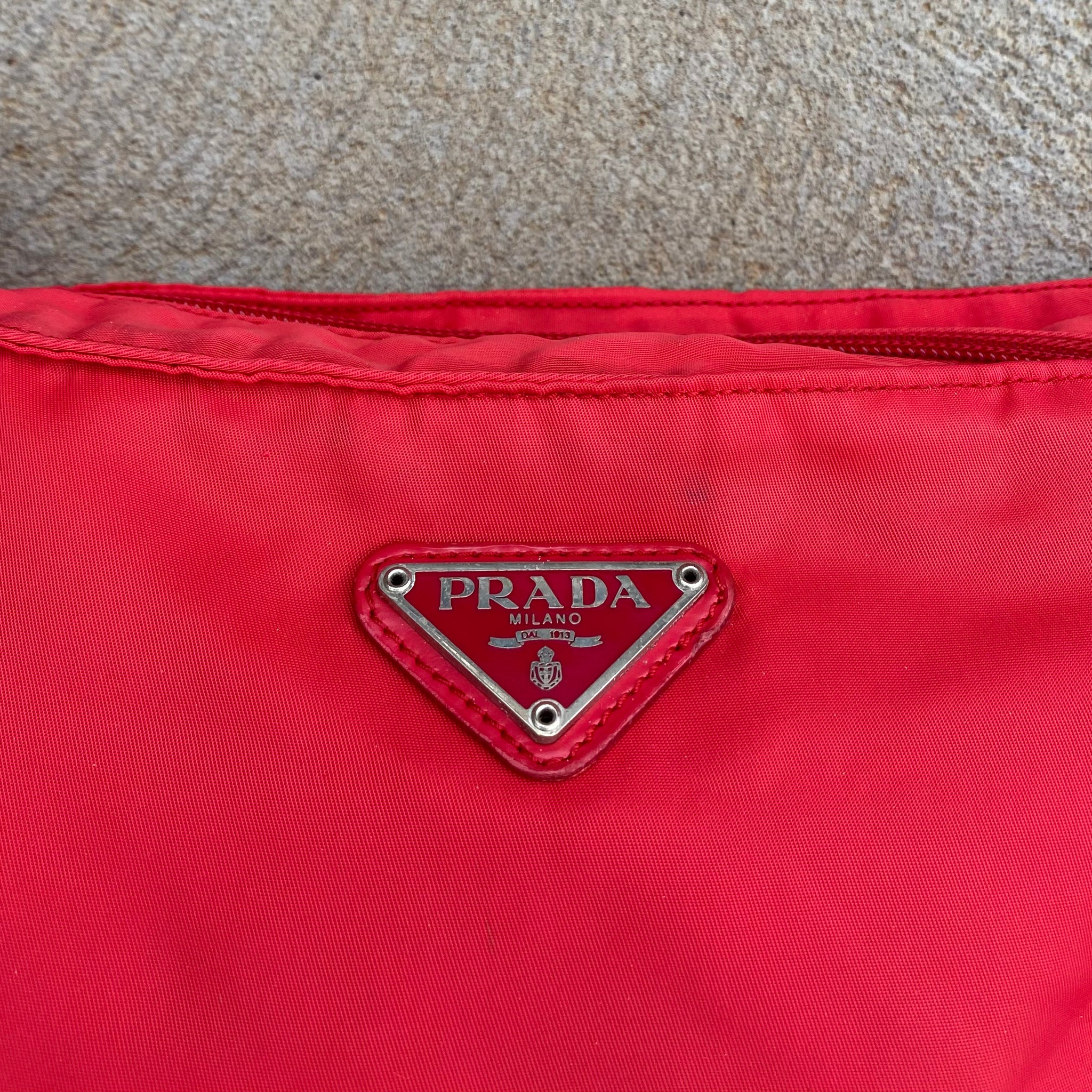 Prada Nylon Red Long Strap Crossbody Side Bag