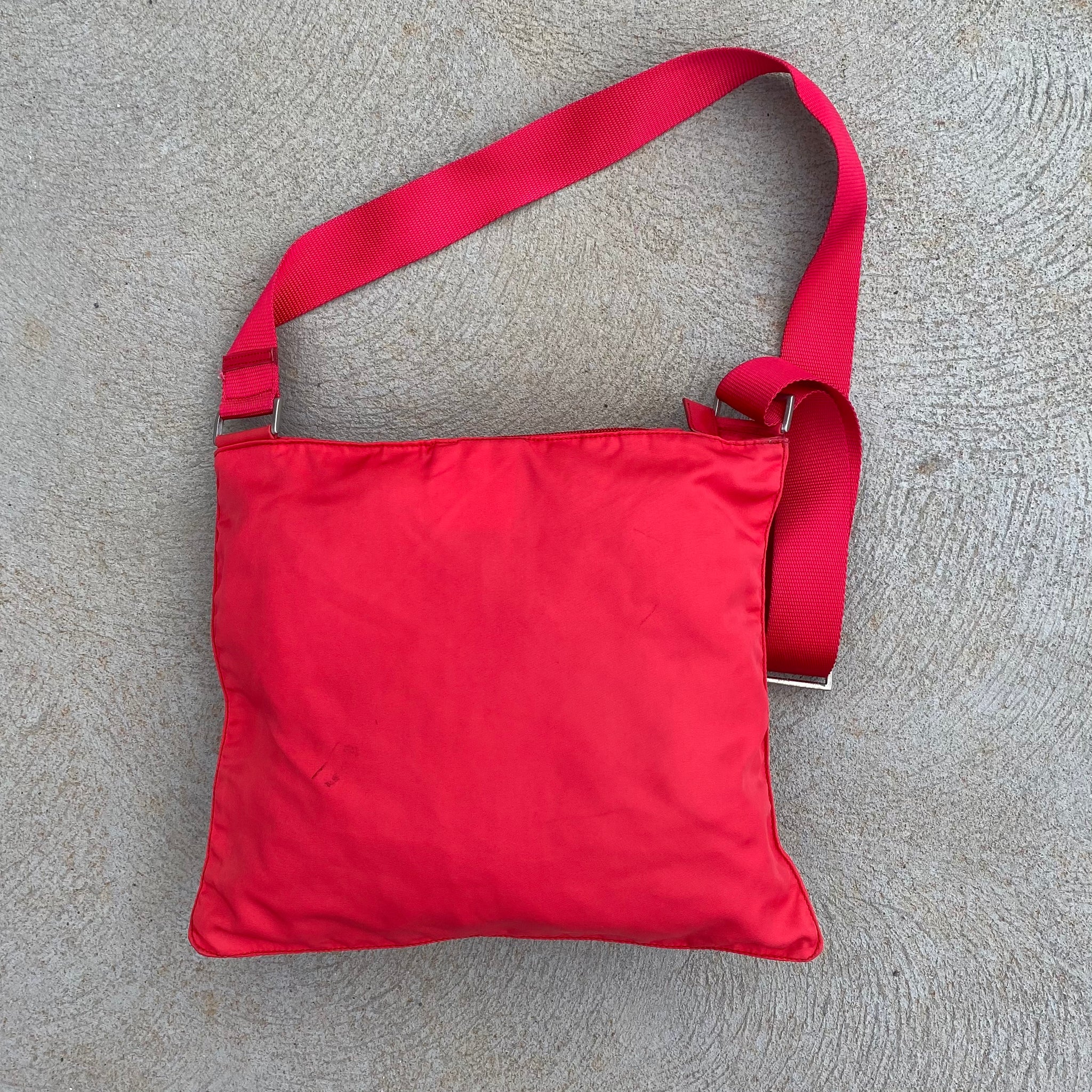 Prada Nylon Red Long Strap Crossbody Side Bag
