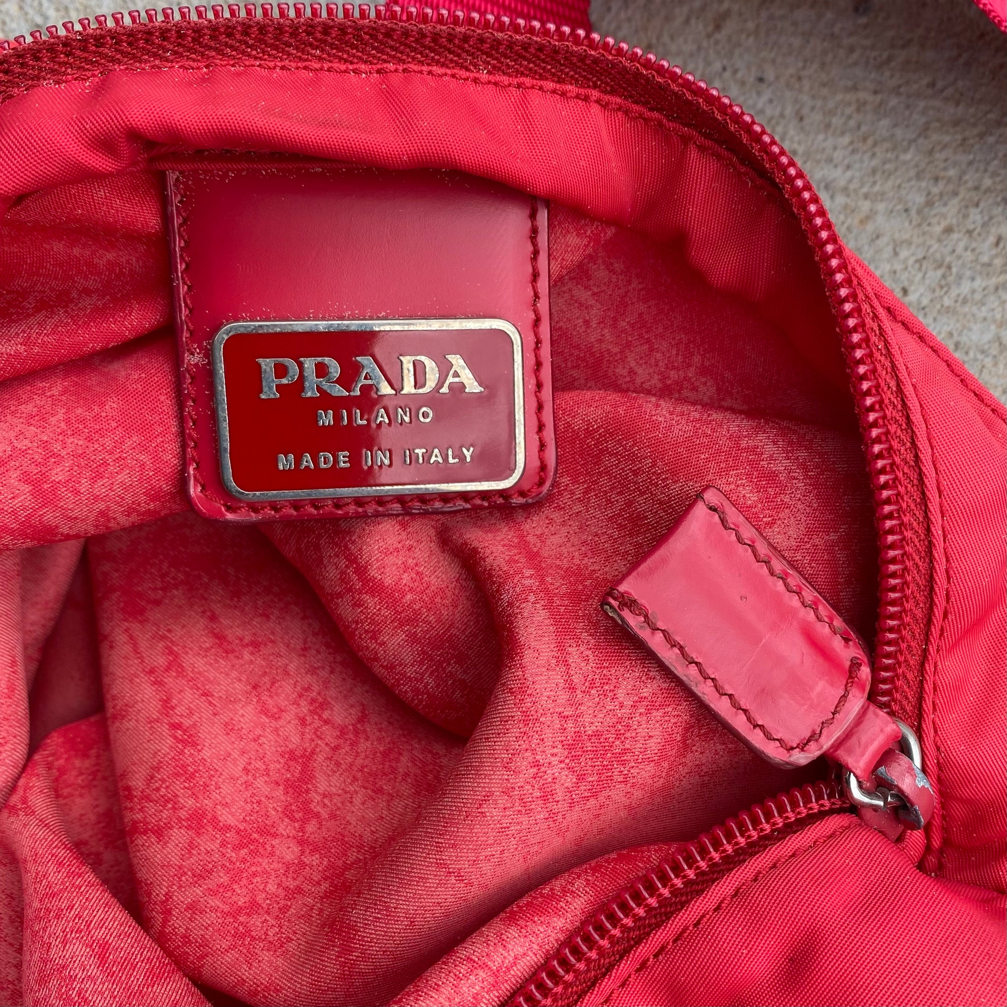 Prada Nylon Red Long Strap Crossbody Side Bag