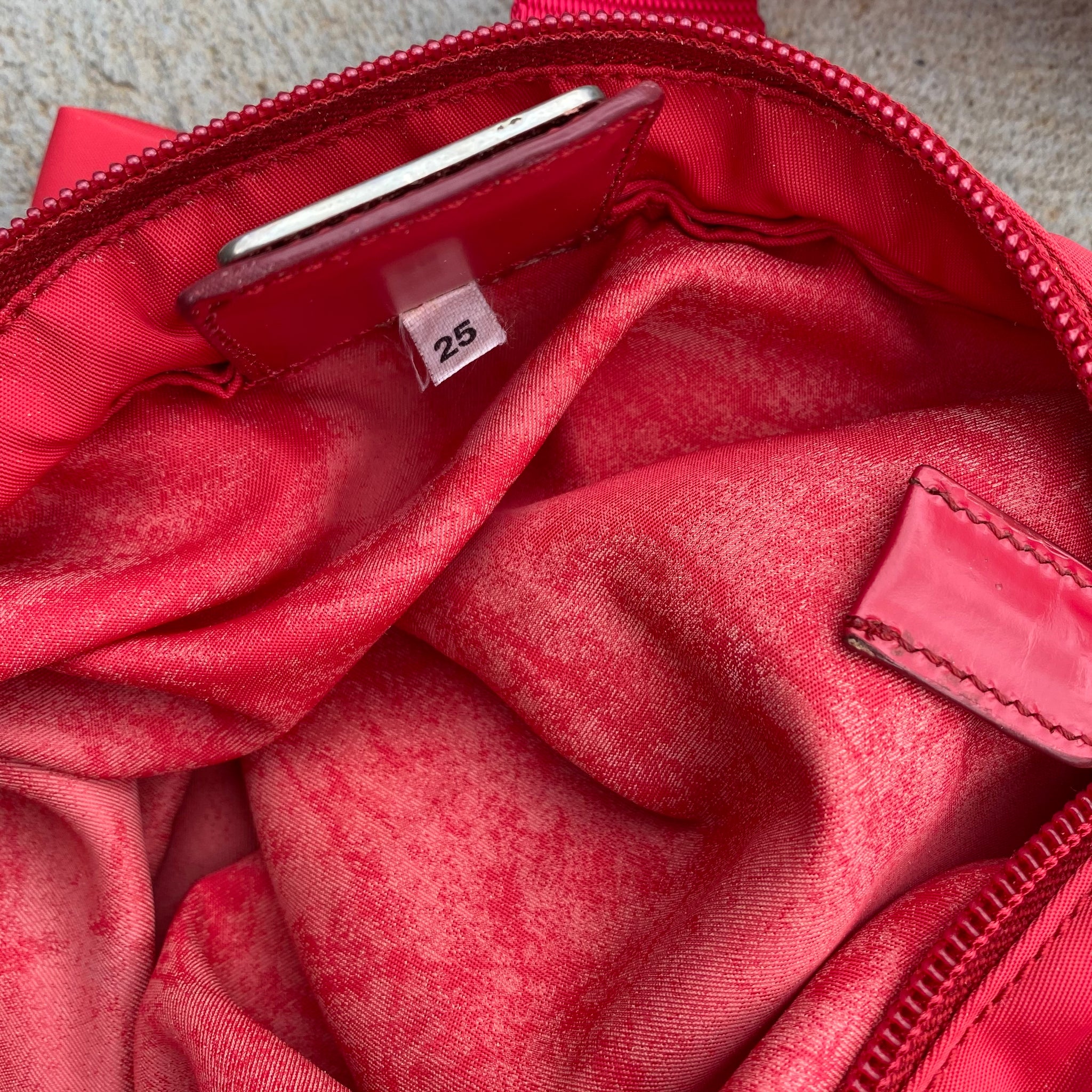 Prada Nylon Red Long Strap Crossbody Side Bag