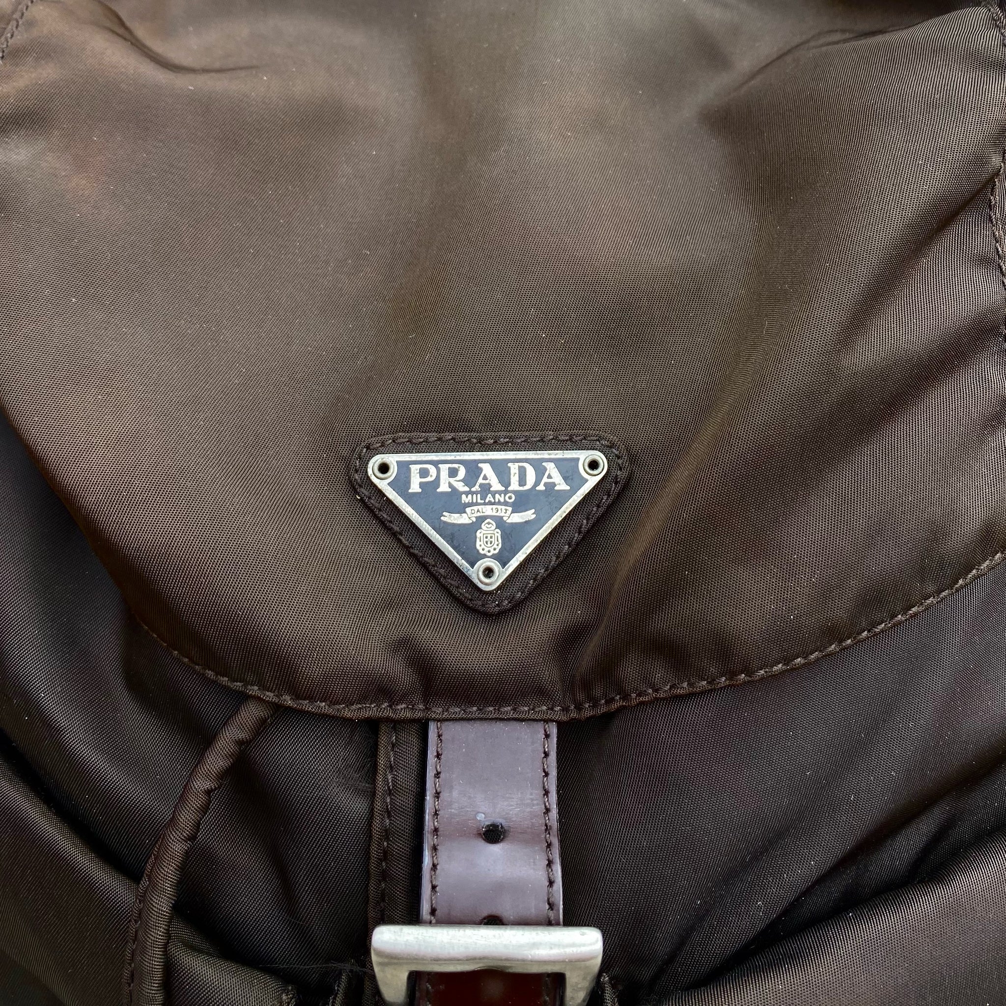 Prada Nylon Chocolate Brown Large Back Pack Bag