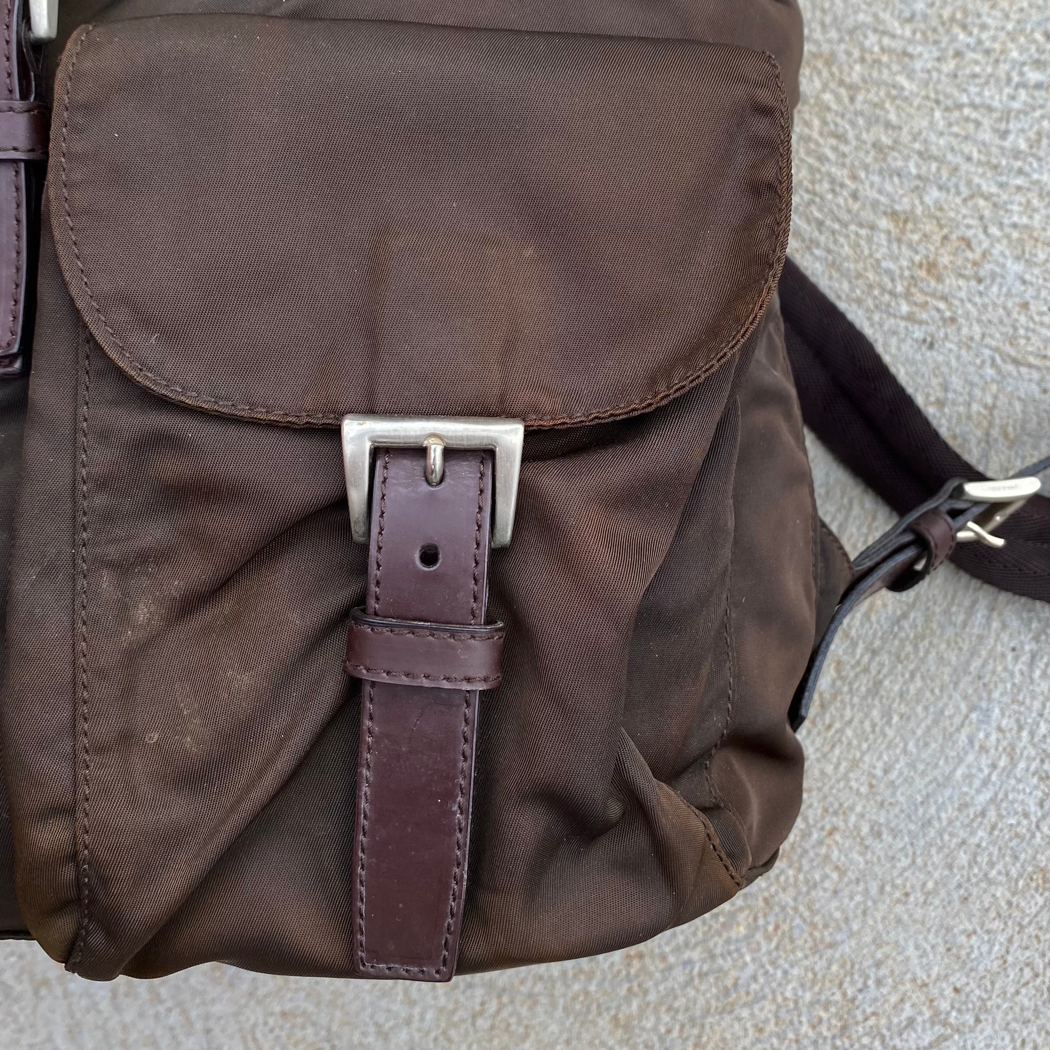 Prada Nylon Chocolate Brown Large Back Pack Bag