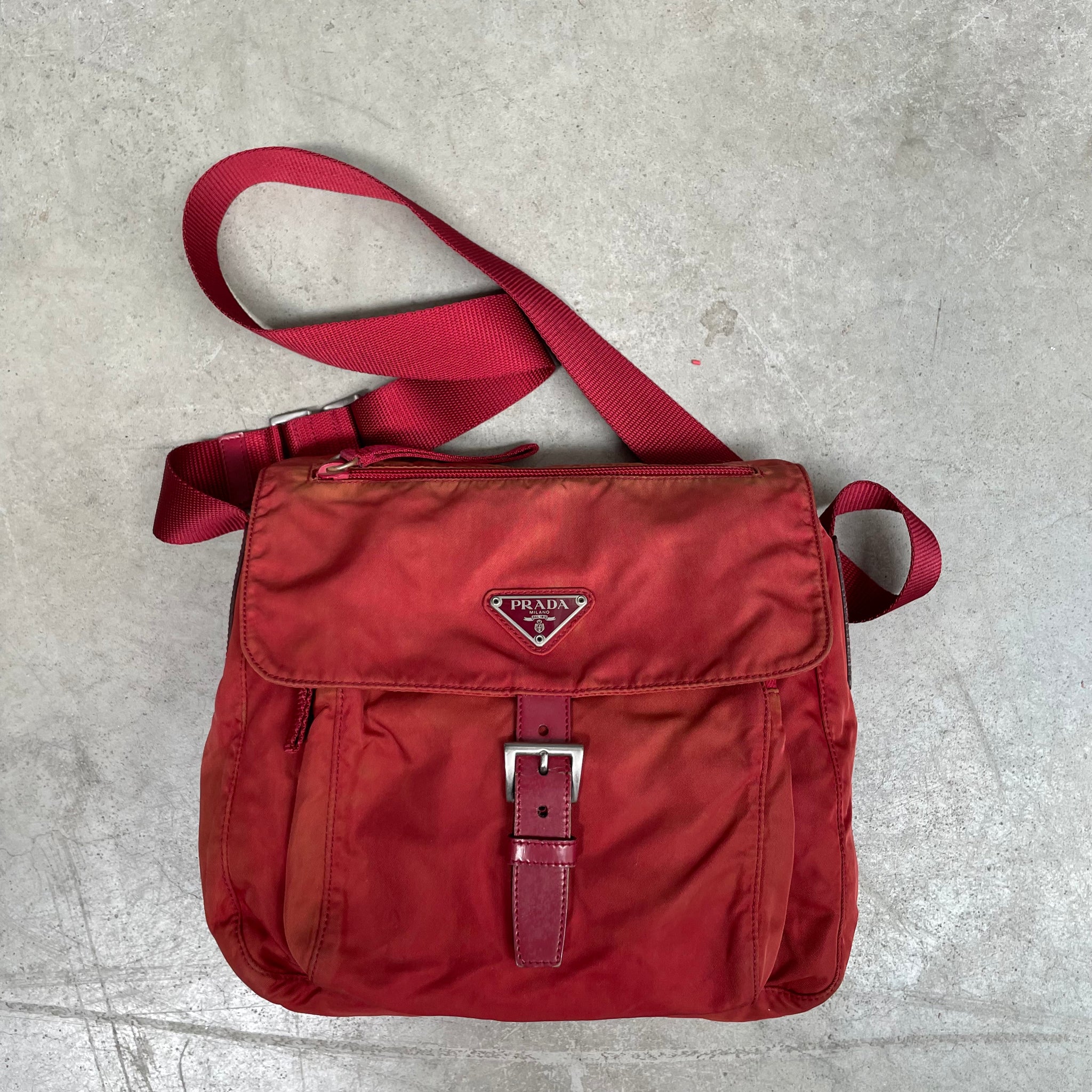 Prada Red Messenger Crossbody Bag