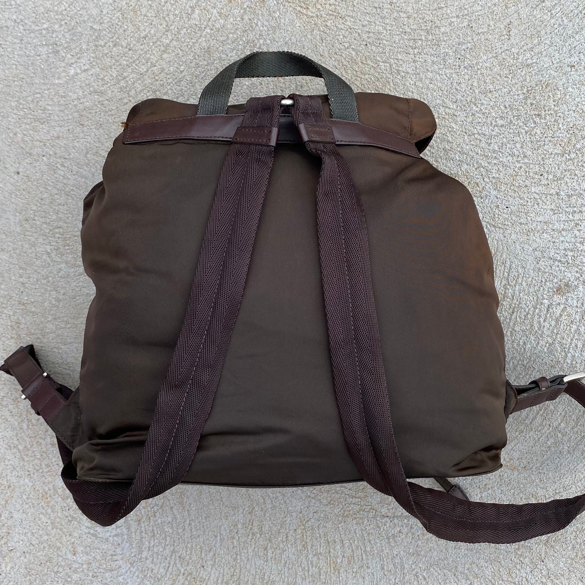 Prada Nylon Chocolate Brown Large Back Pack Bag