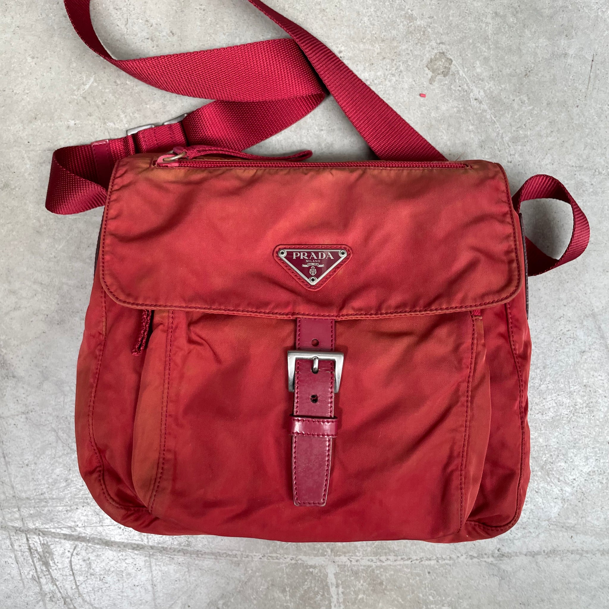Prada Red Messenger Crossbody Bag