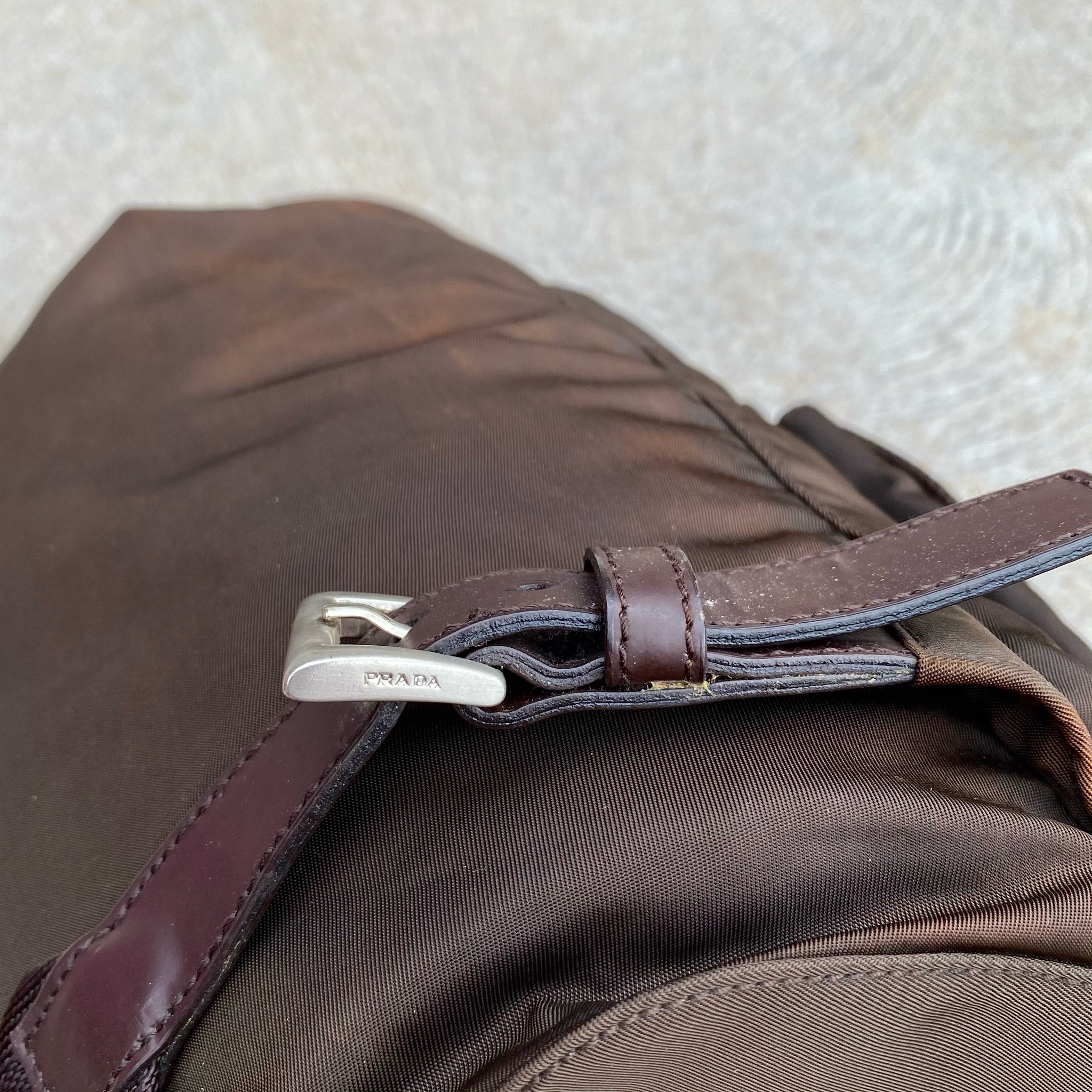 Prada Nylon Chocolate Brown Large Back Pack Bag