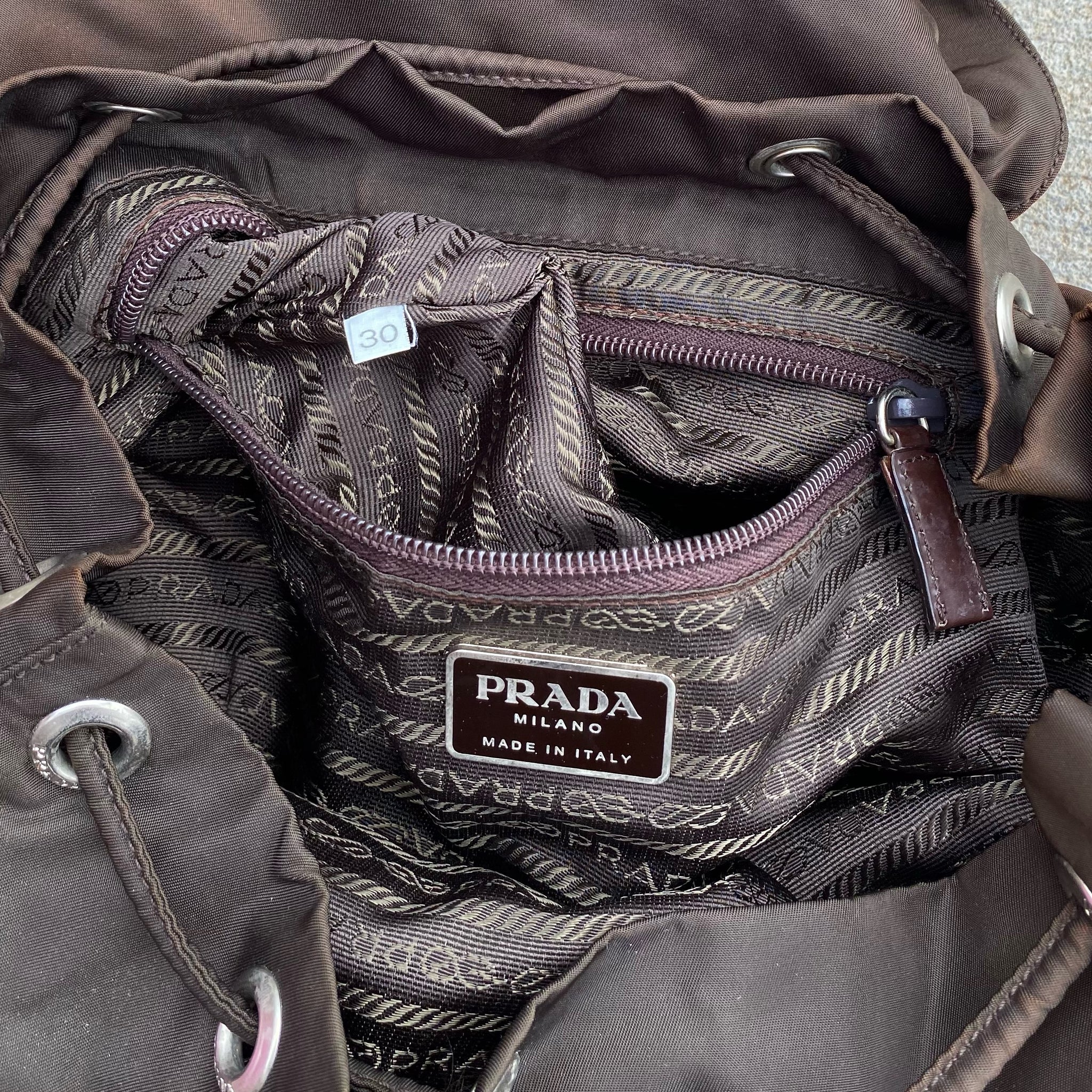 Prada Nylon Chocolate Brown Large Back Pack Bag