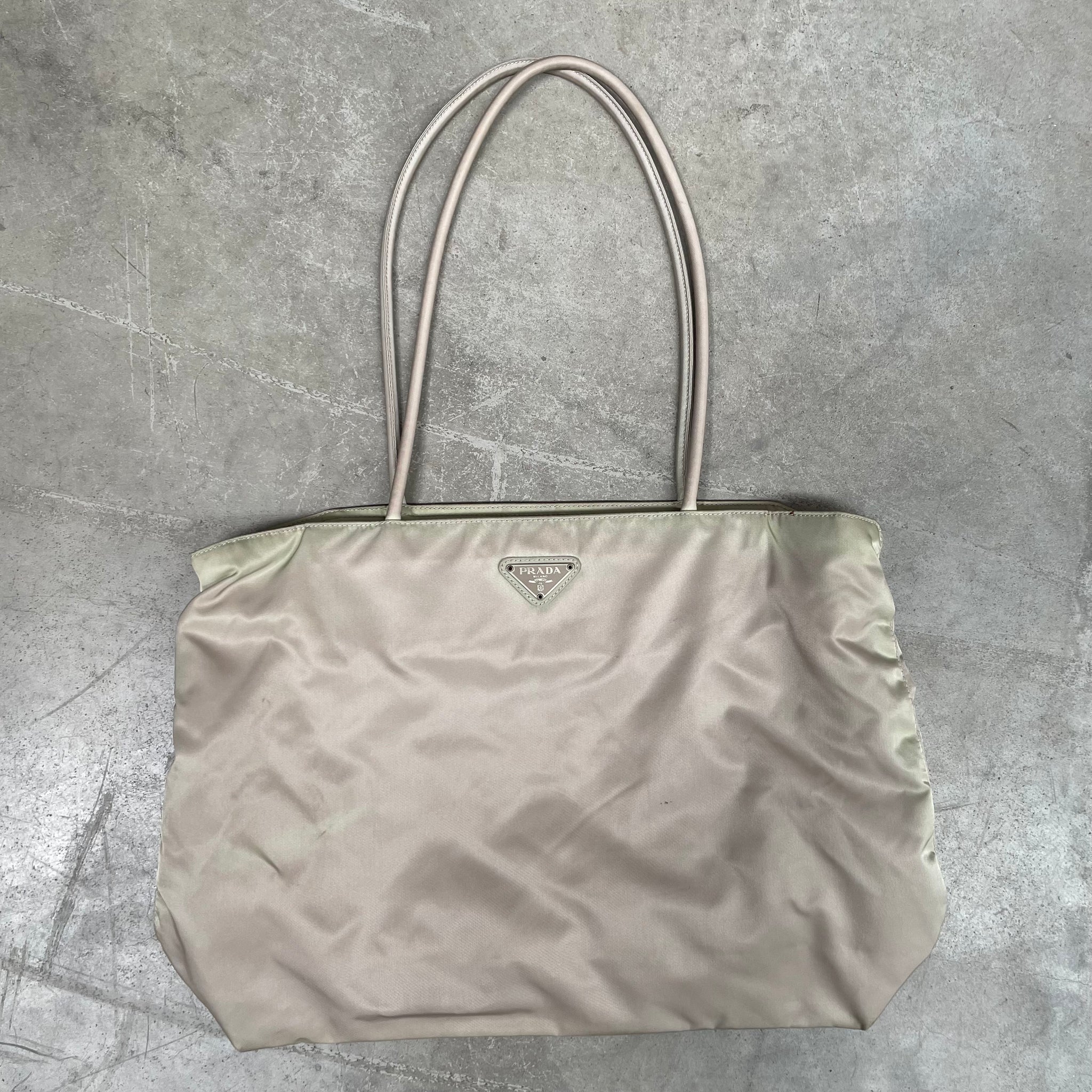 Prada Long Strap Tote Bag Nylon Beige