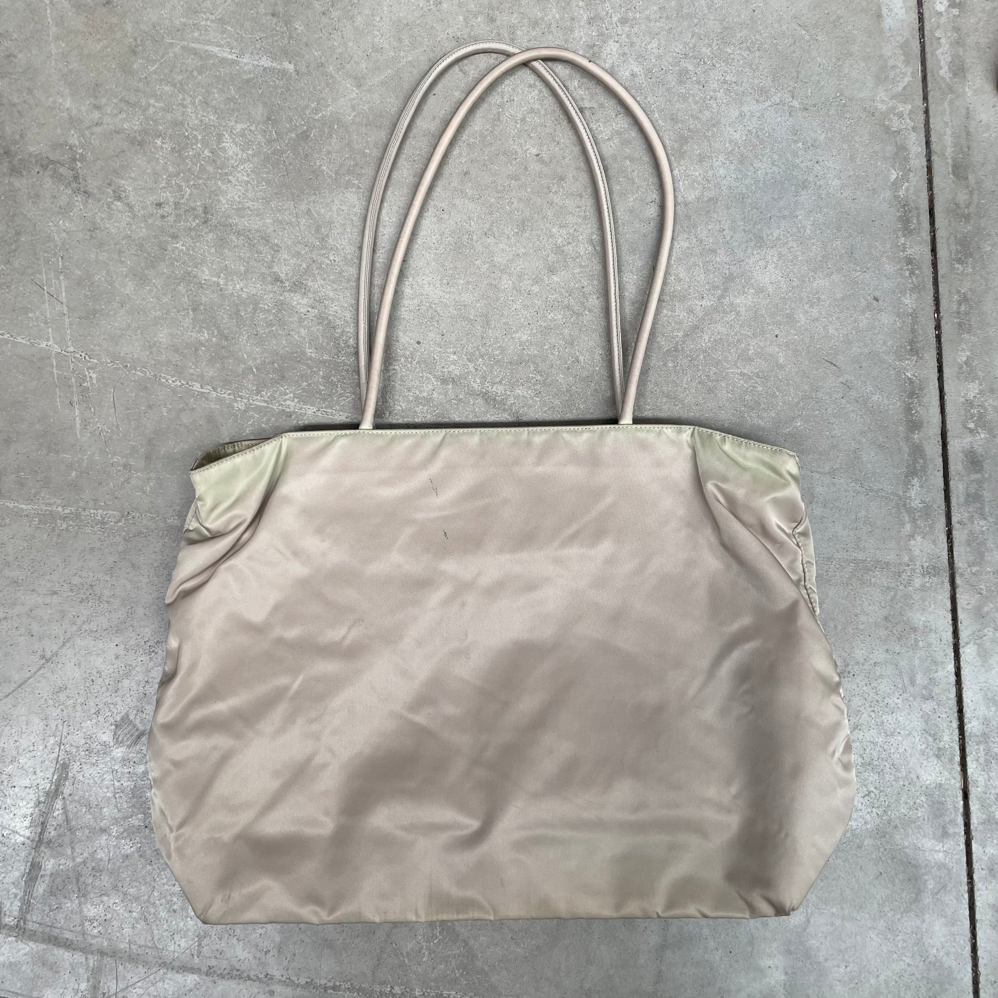 Prada Long Strap Tote Bag Nylon Beige