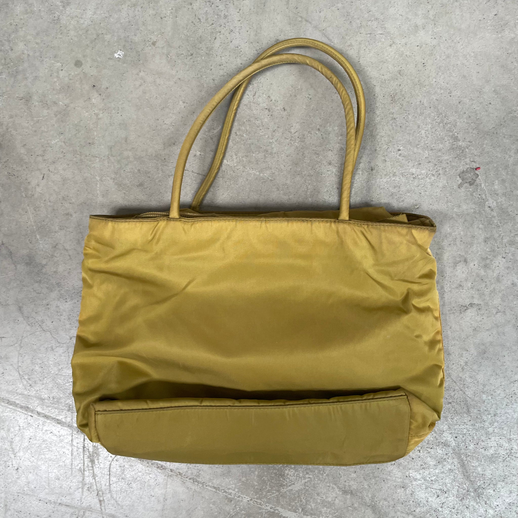 Prada Strap Tote Bag Nylon Yellow