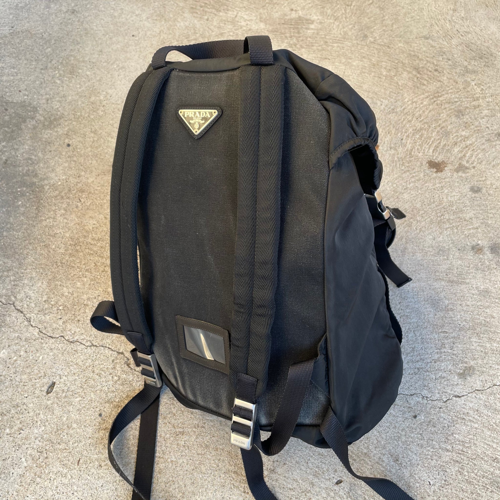 Prada Buckle Saffiano Logo Back Pack Bag