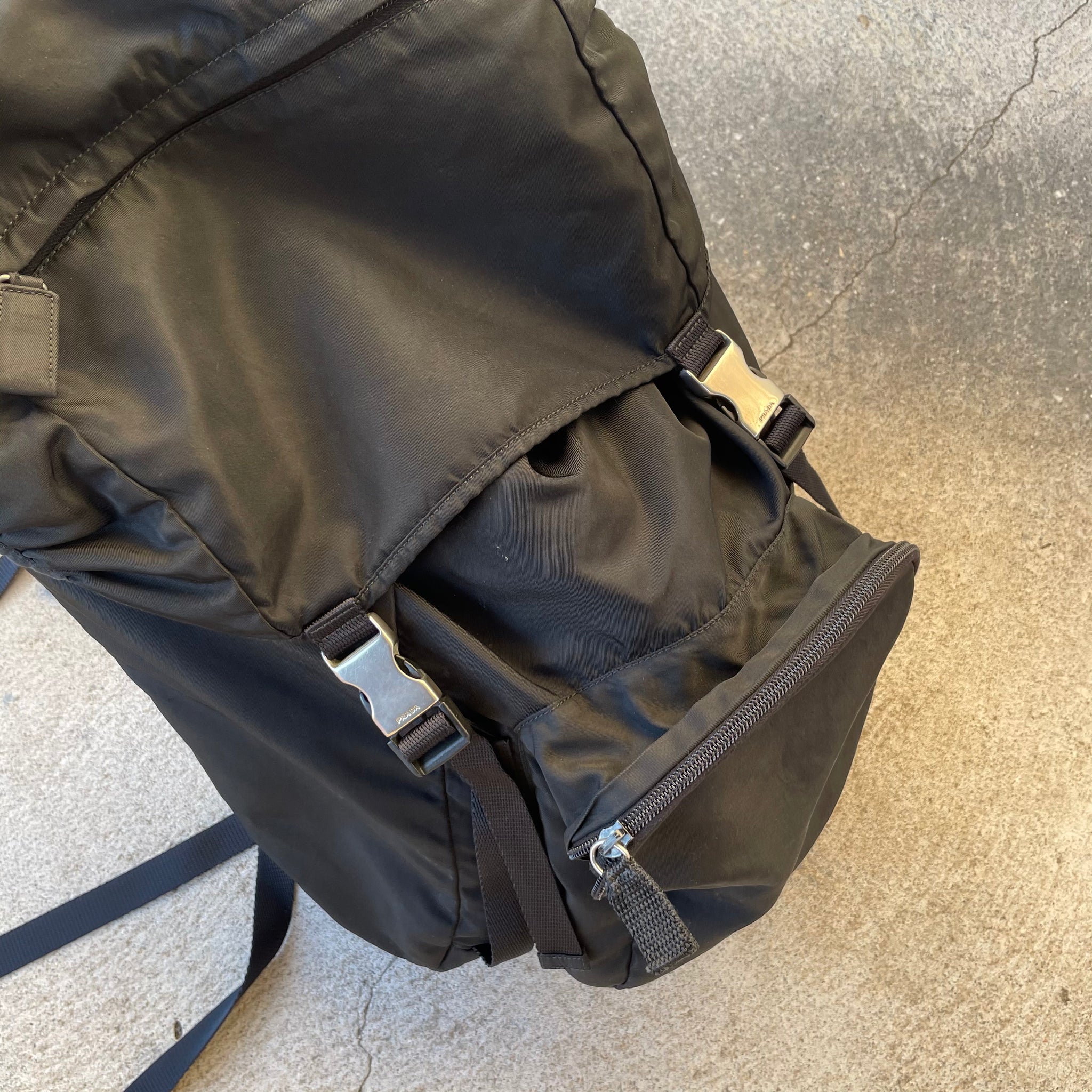 Prada Buckle Saffiano Logo Back Pack Bag