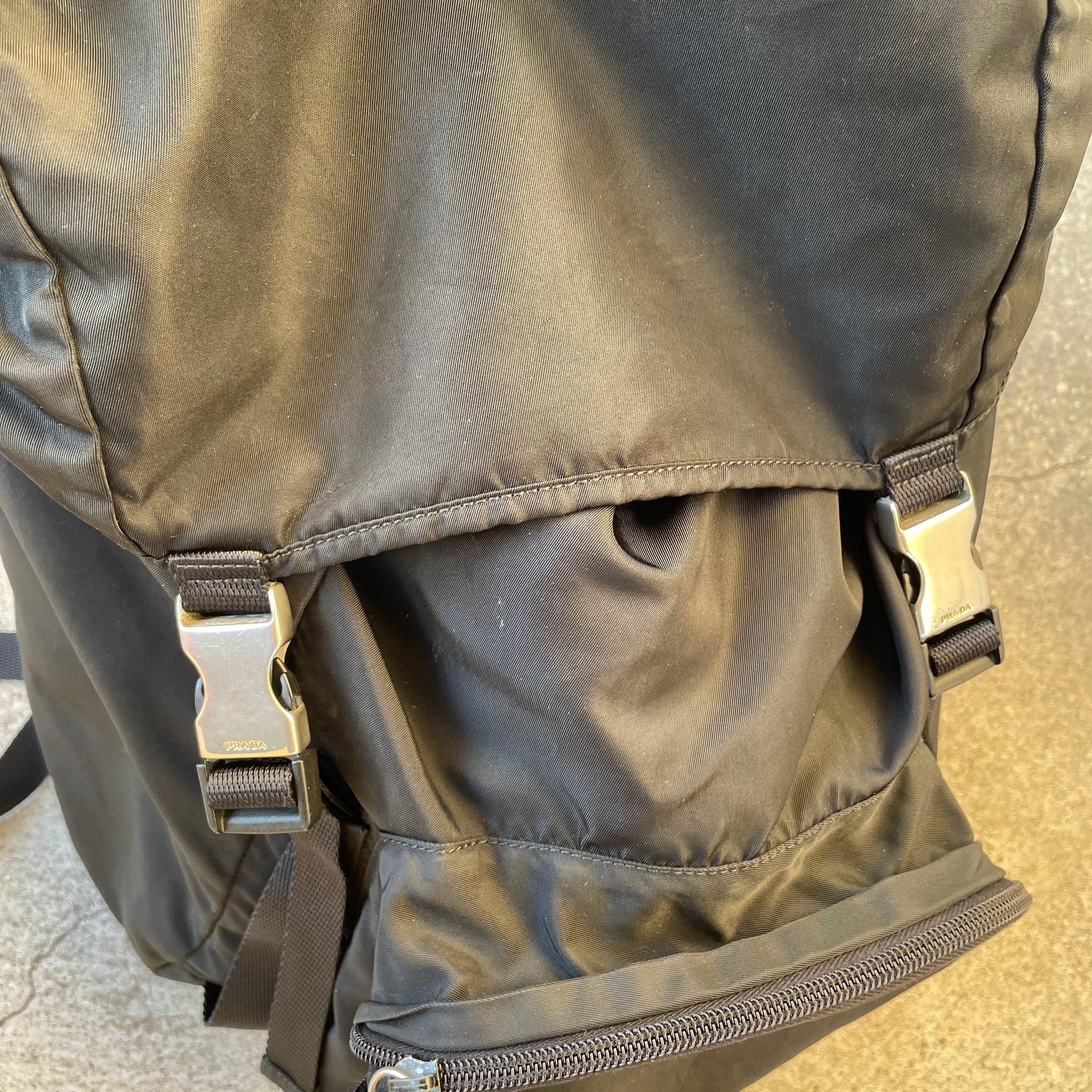 Prada Buckle Saffiano Logo Back Pack Bag