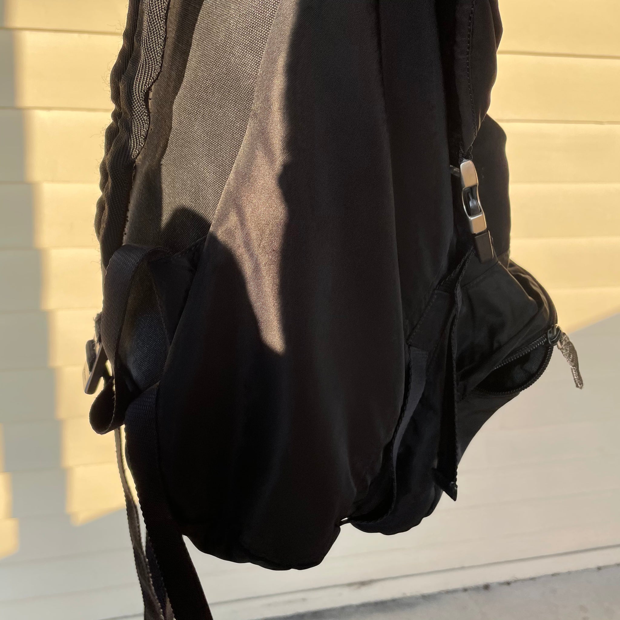 Prada Buckle Saffiano Logo Back Pack Bag