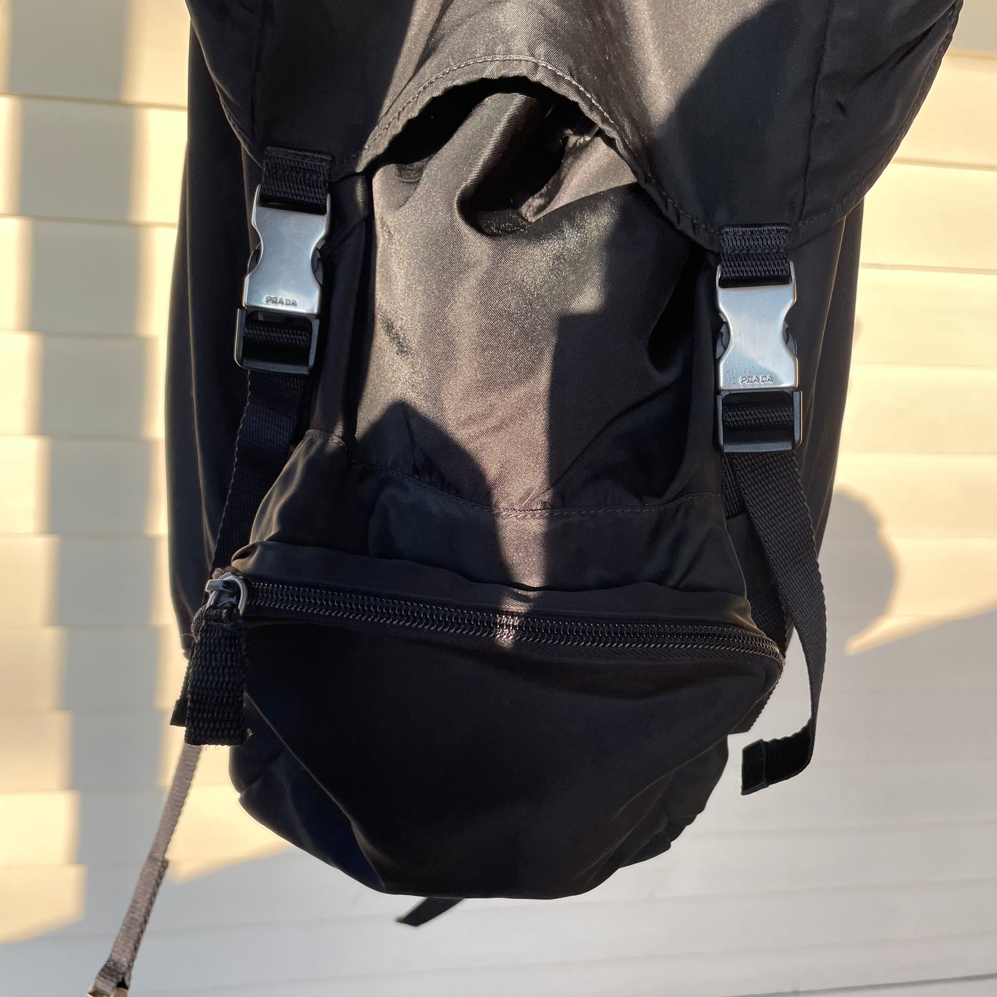Prada Buckle Saffiano Logo Back Pack Bag