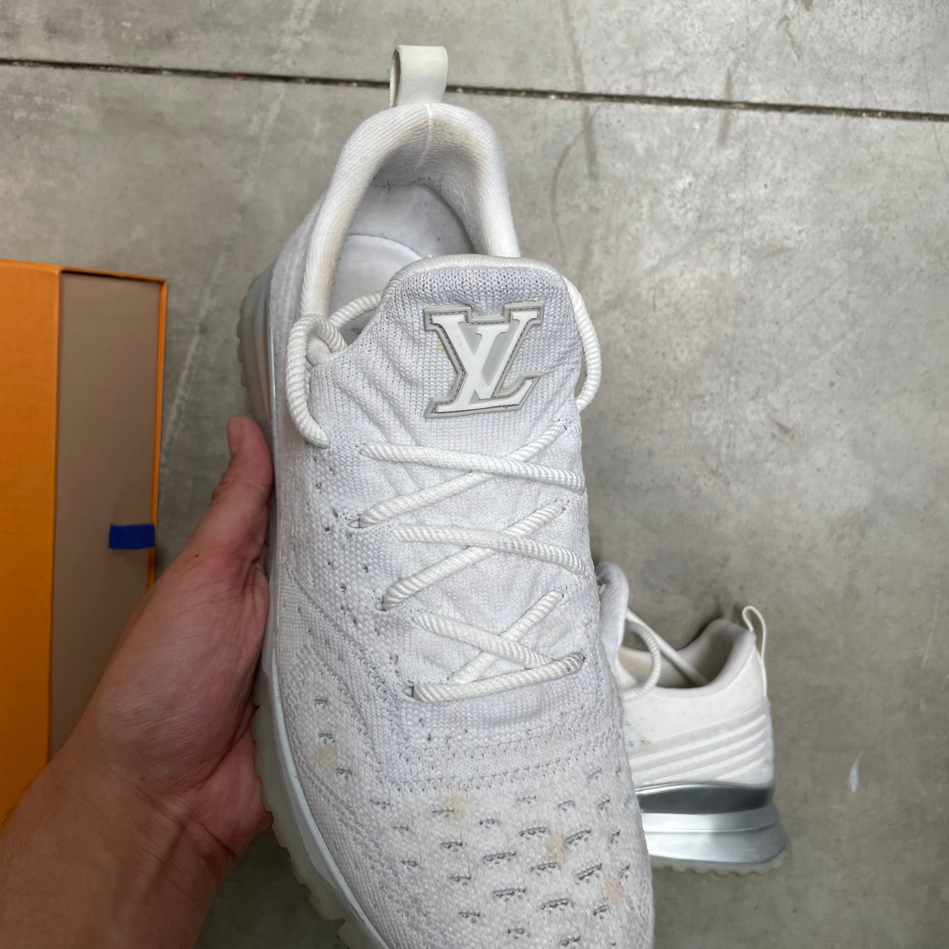 Louis Vuitton White Knit Fabric V.N.R Sneakers (LV 8, fits like a 9-9.5)