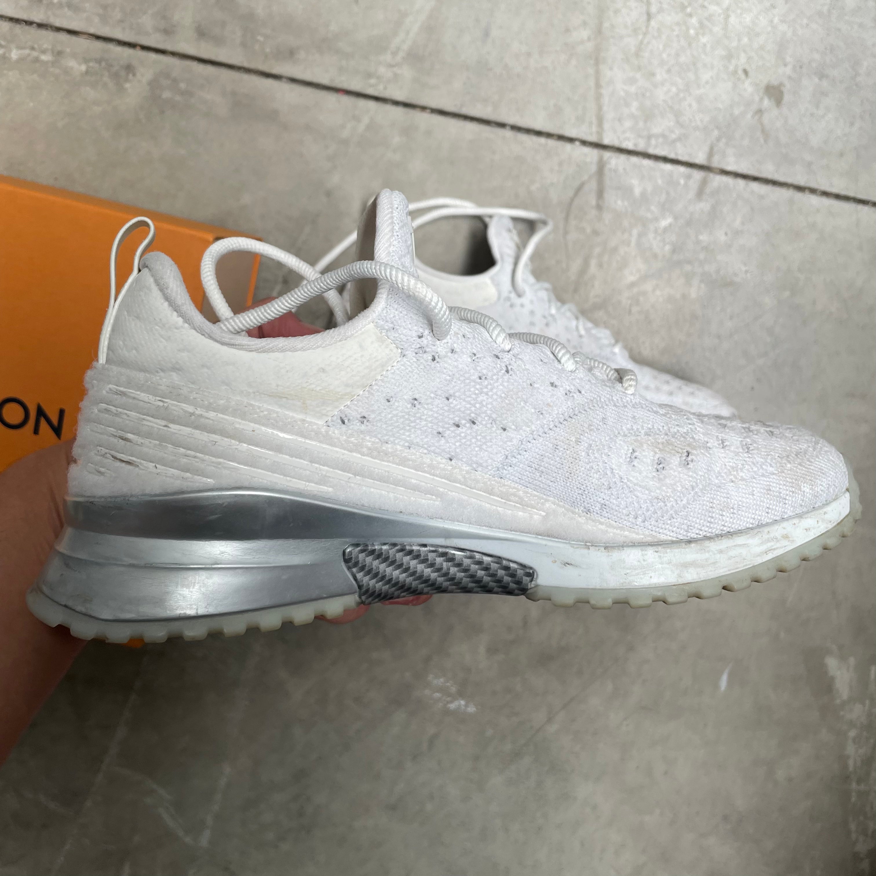 Louis Vuitton White Knit Fabric V.N.R Sneakers (LV 8, fits like a 9-9.5)