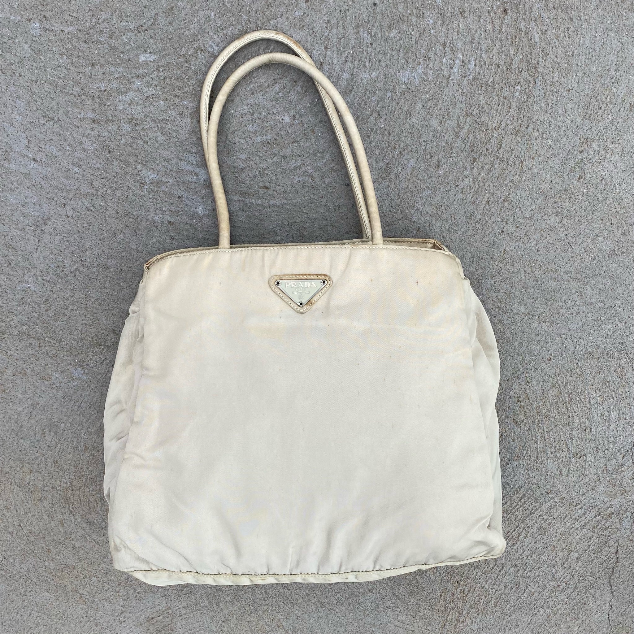 Prada Vintage Nylon Cream Hand Bag