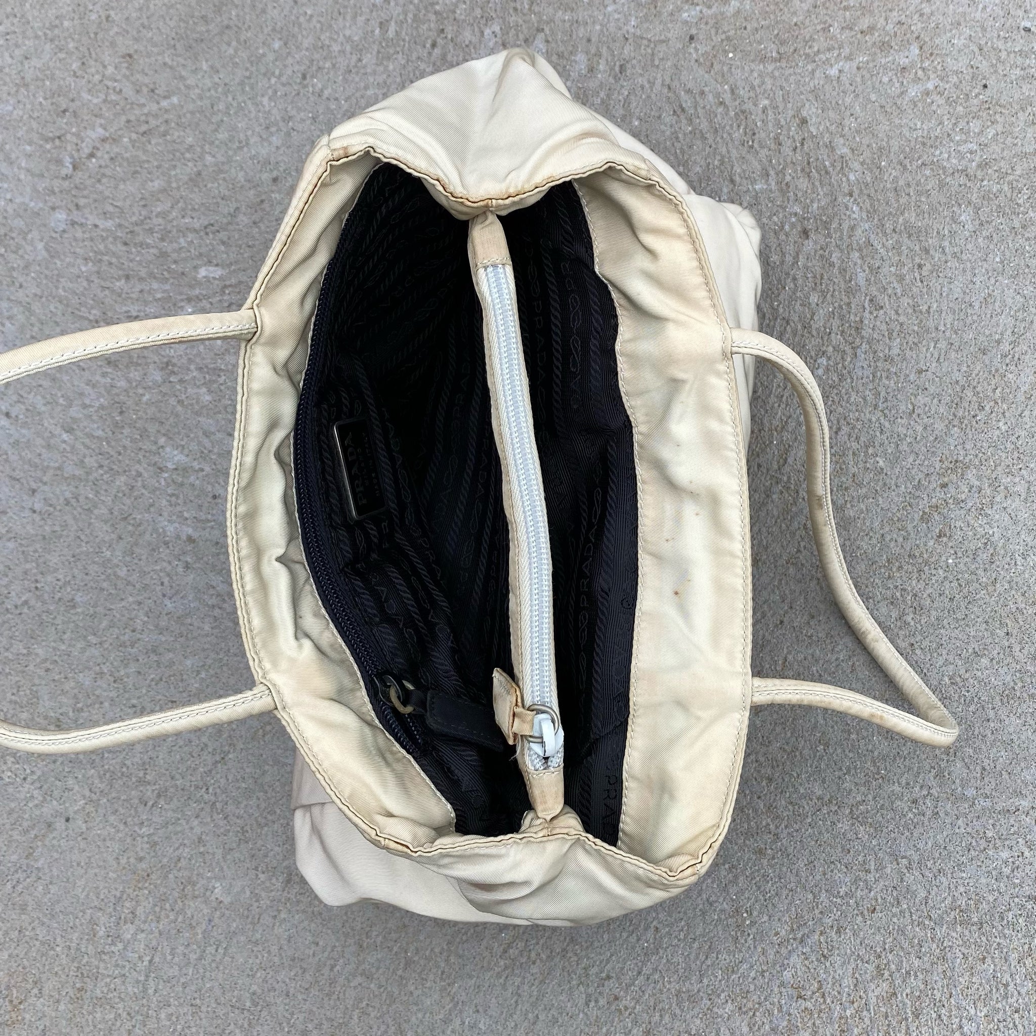 Prada Vintage Nylon Cream Hand Bag