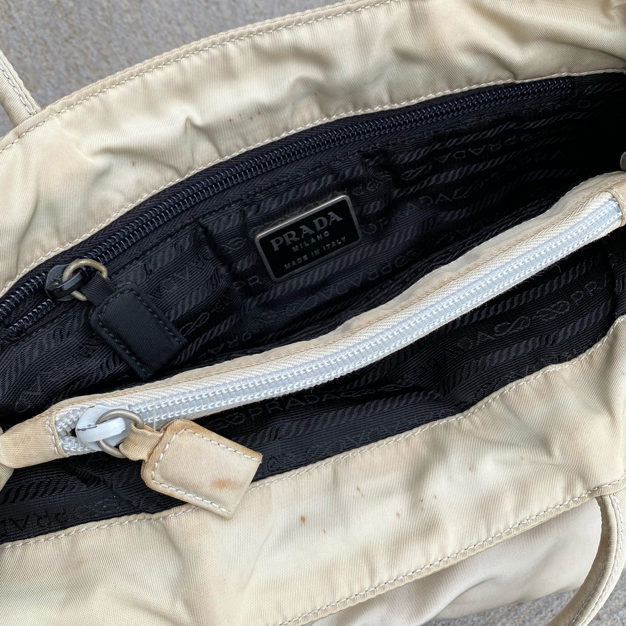 Prada Vintage Nylon Cream Hand Bag