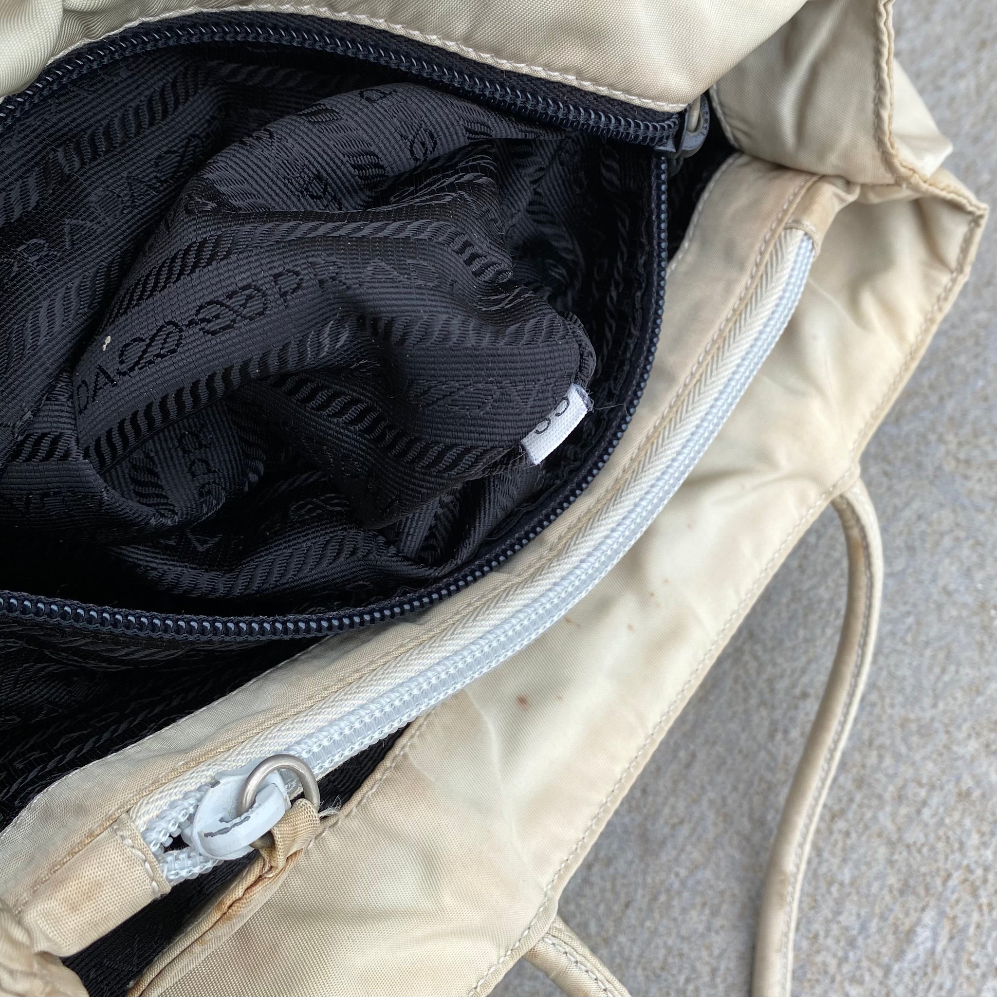 Prada Vintage Nylon Cream Hand Bag