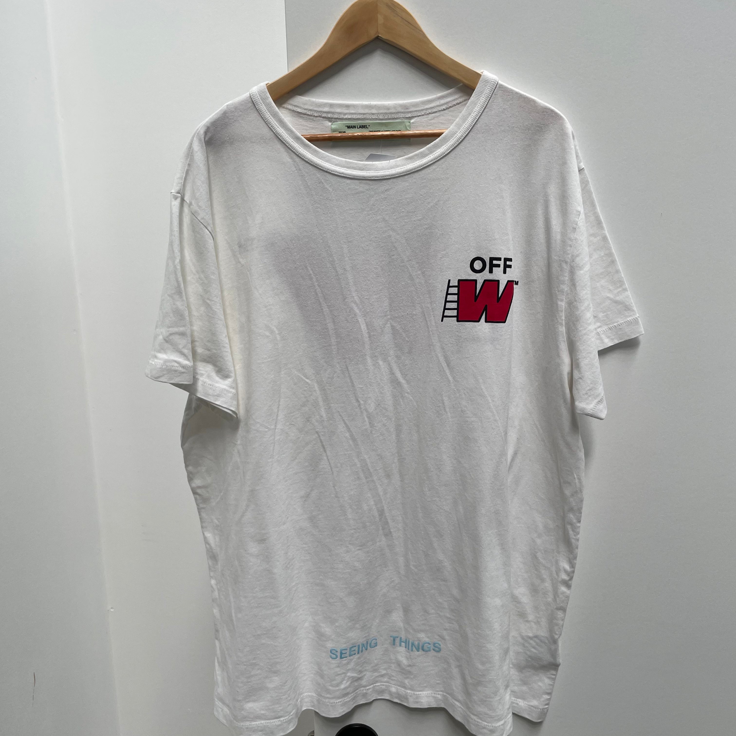 Off White White Ladder Print T shirt Size XL Curated by Charbel