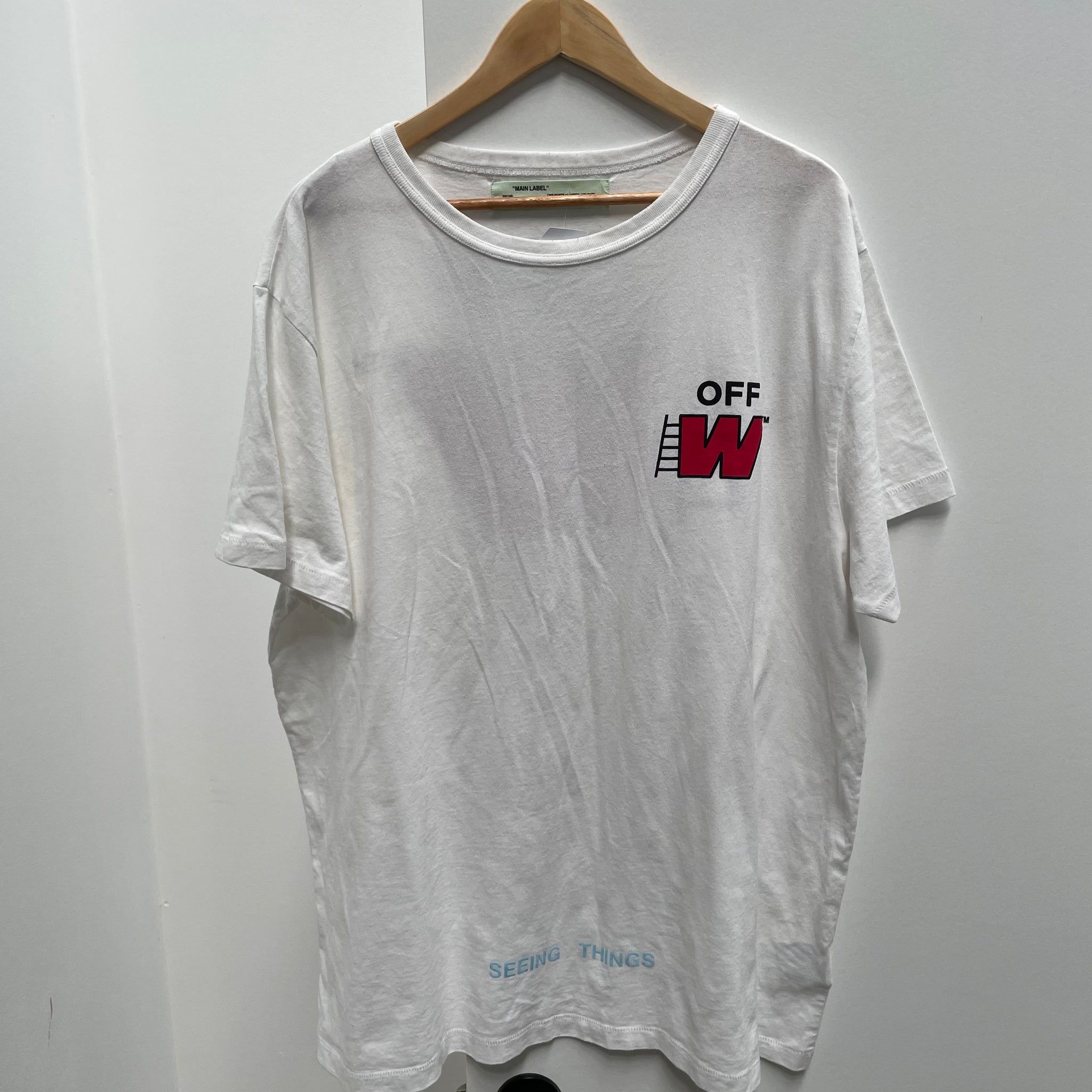 Off White White Ladder Print T shirt Size XL