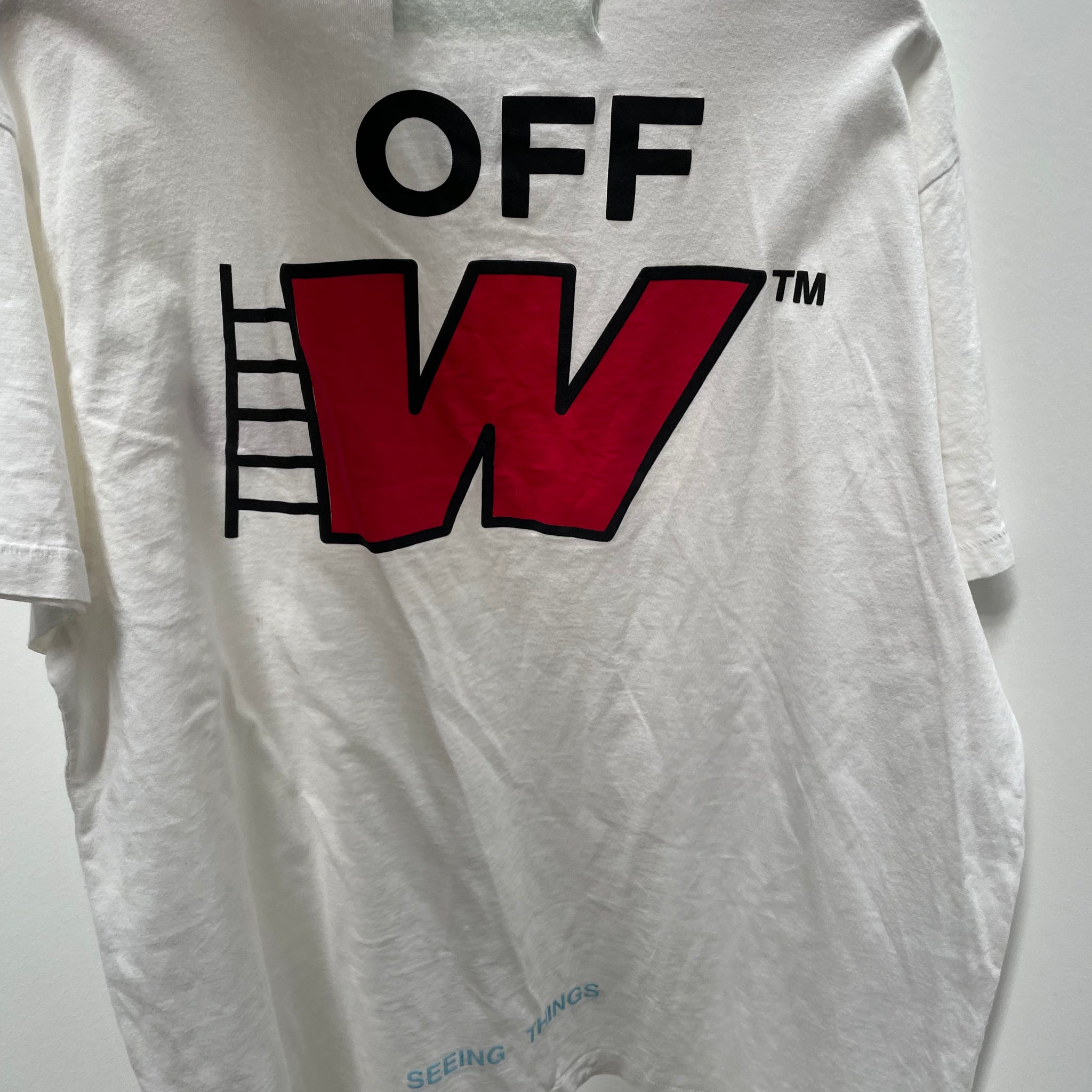 Off White White Ladder Print T shirt Size XL
