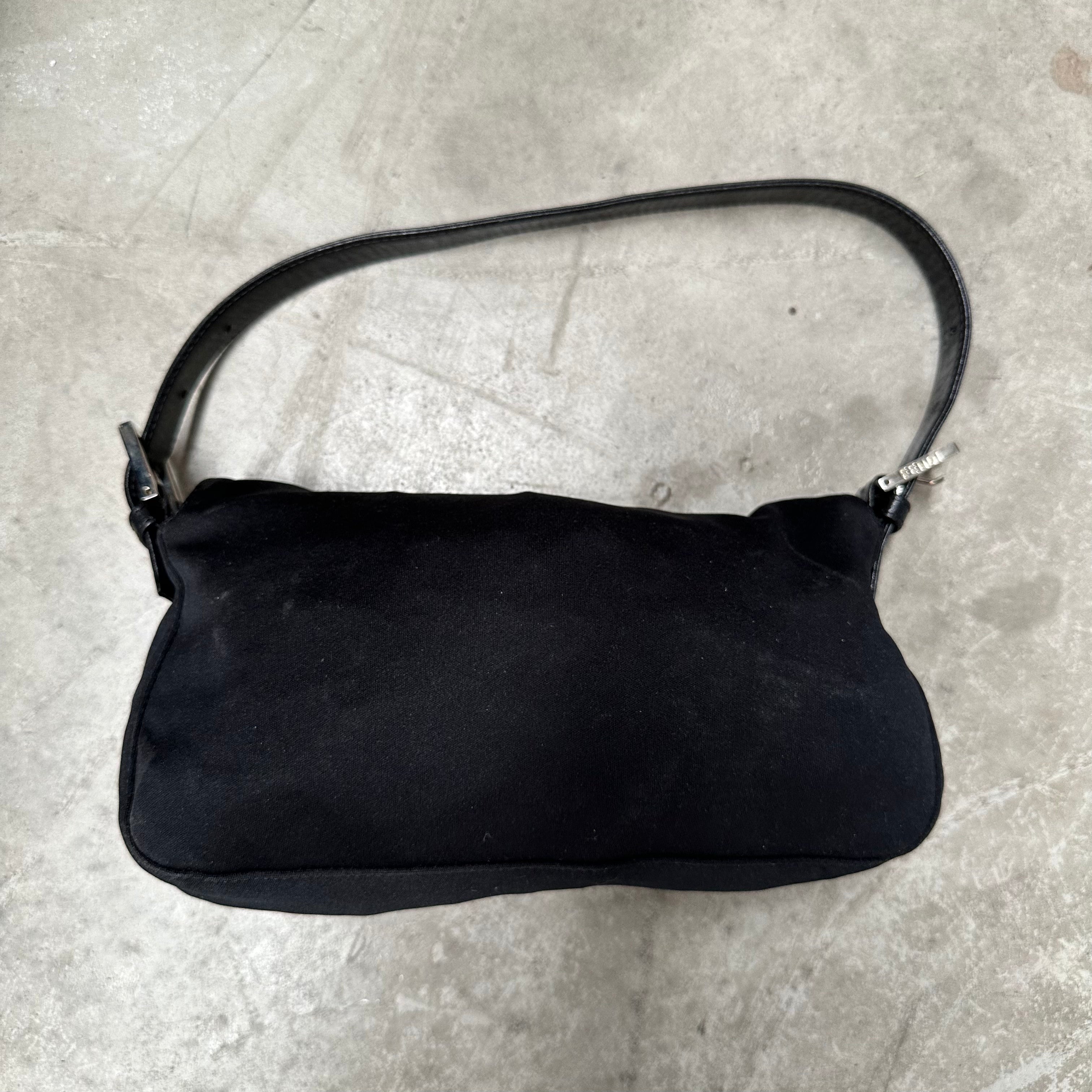 Fendi Black Baguette Bag with Silver Hardware