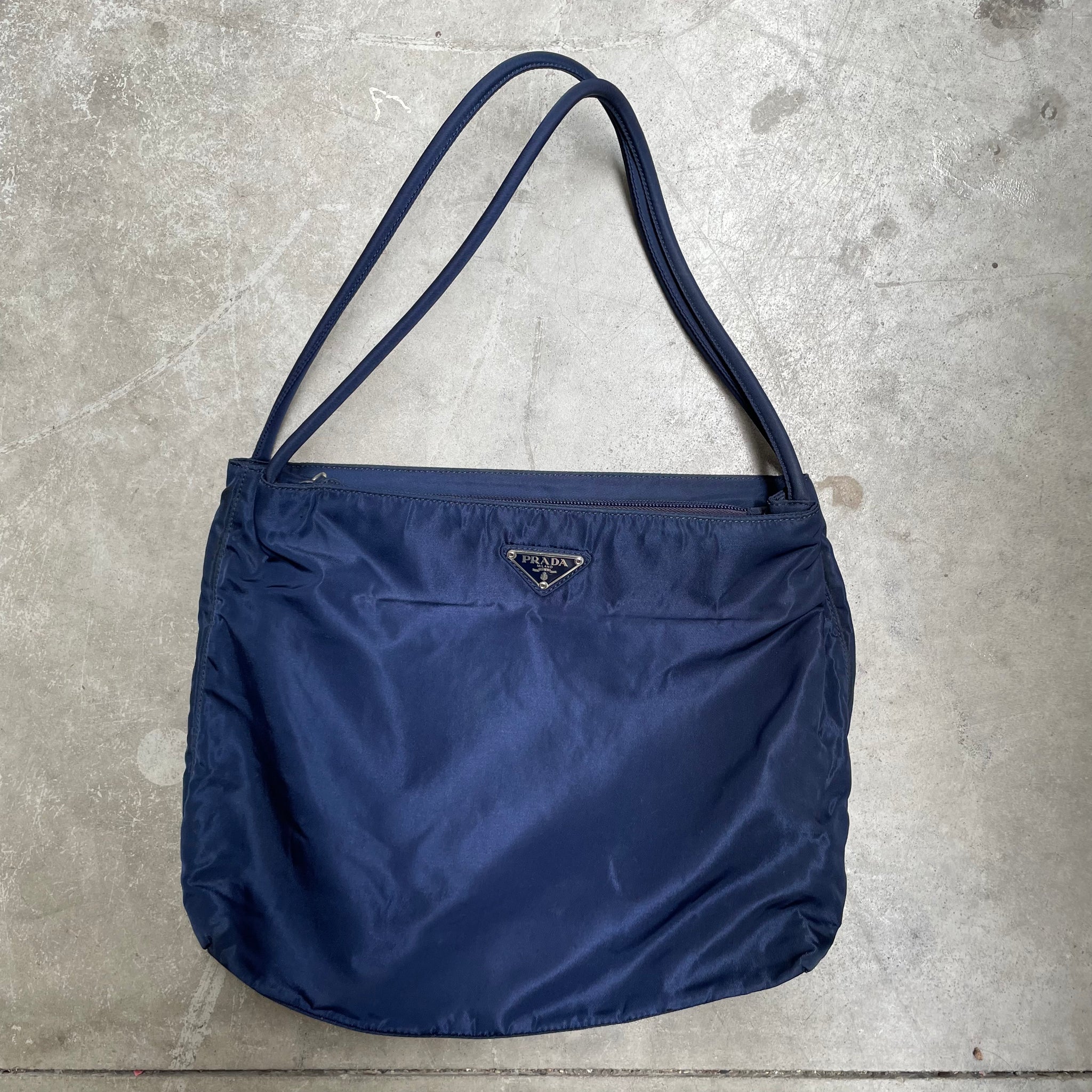Prada Double Strap Navy Hand Bag