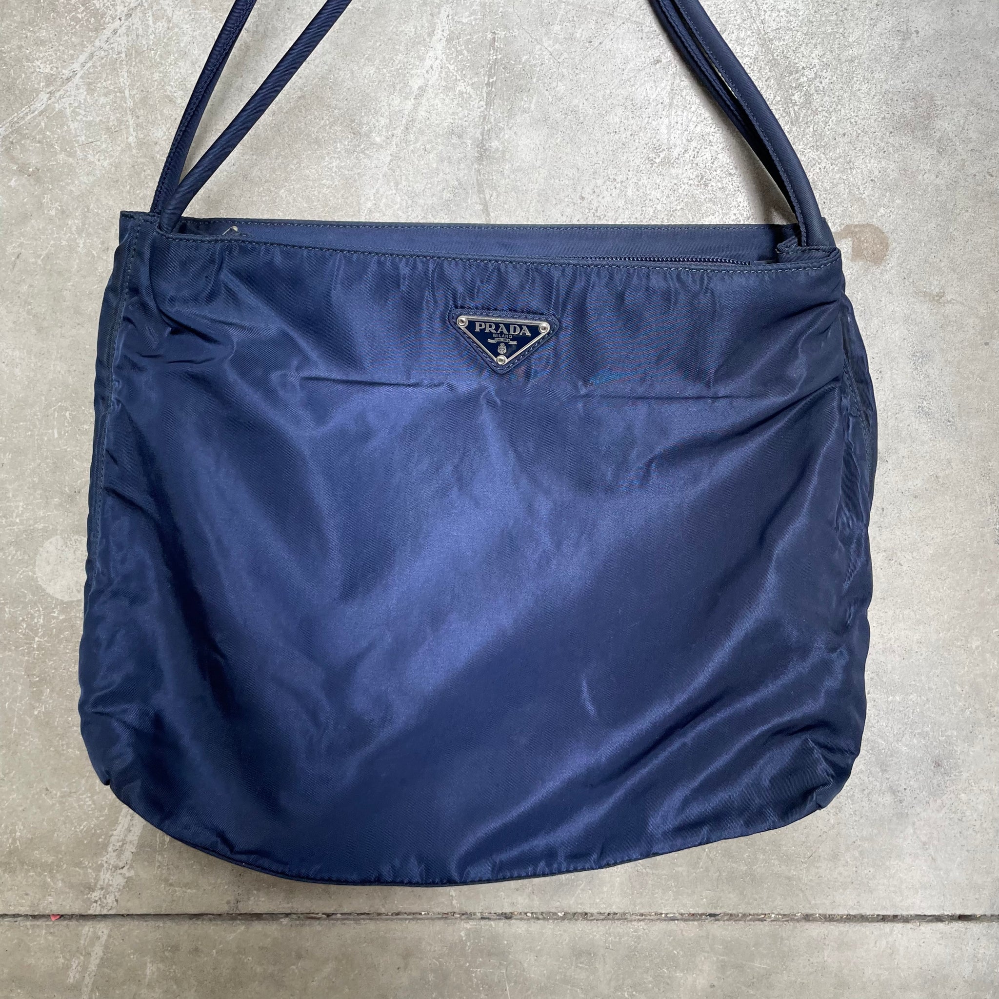 Prada Double Strap Navy Hand Bag