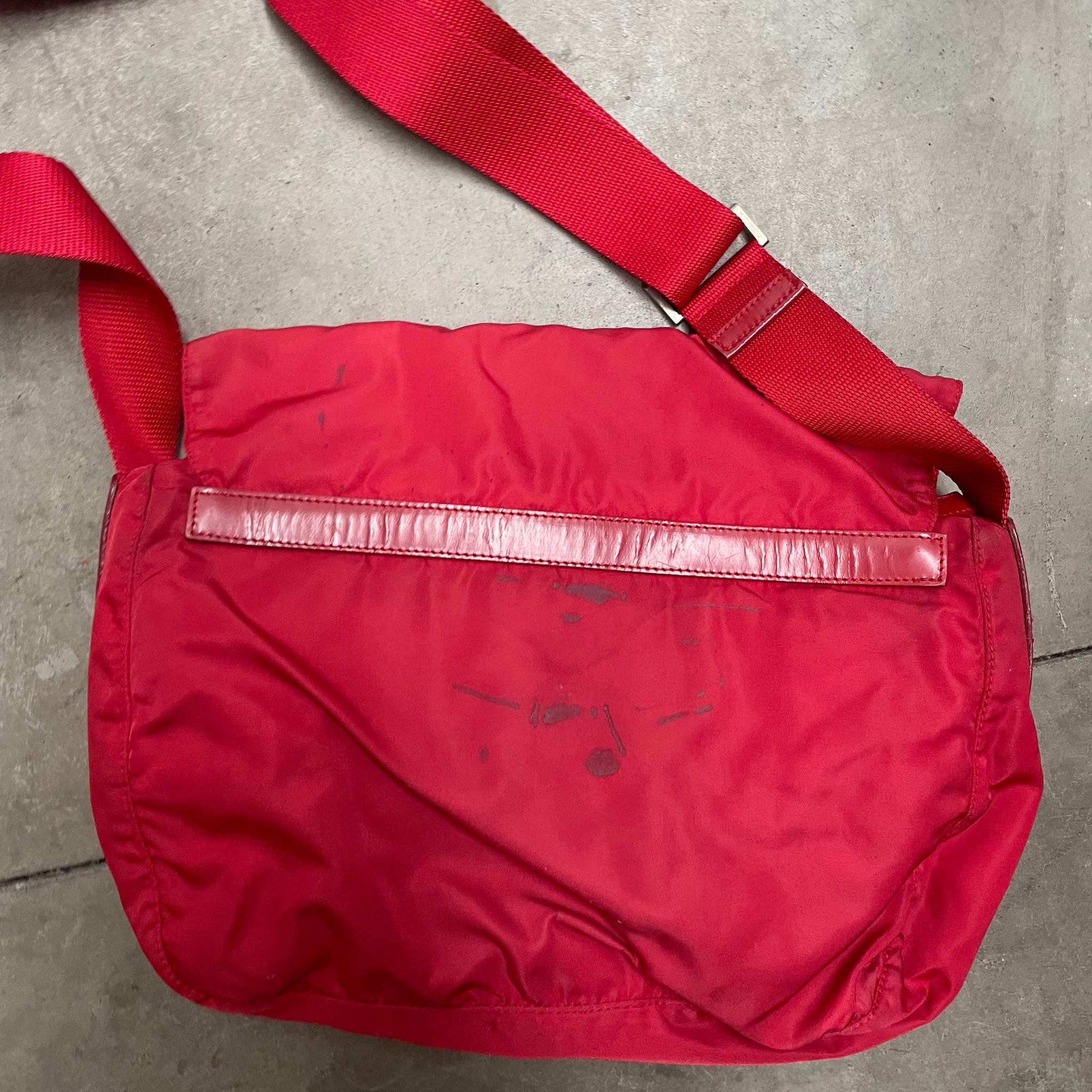 Prada Red Double Strap Messenger Crossbody Bag