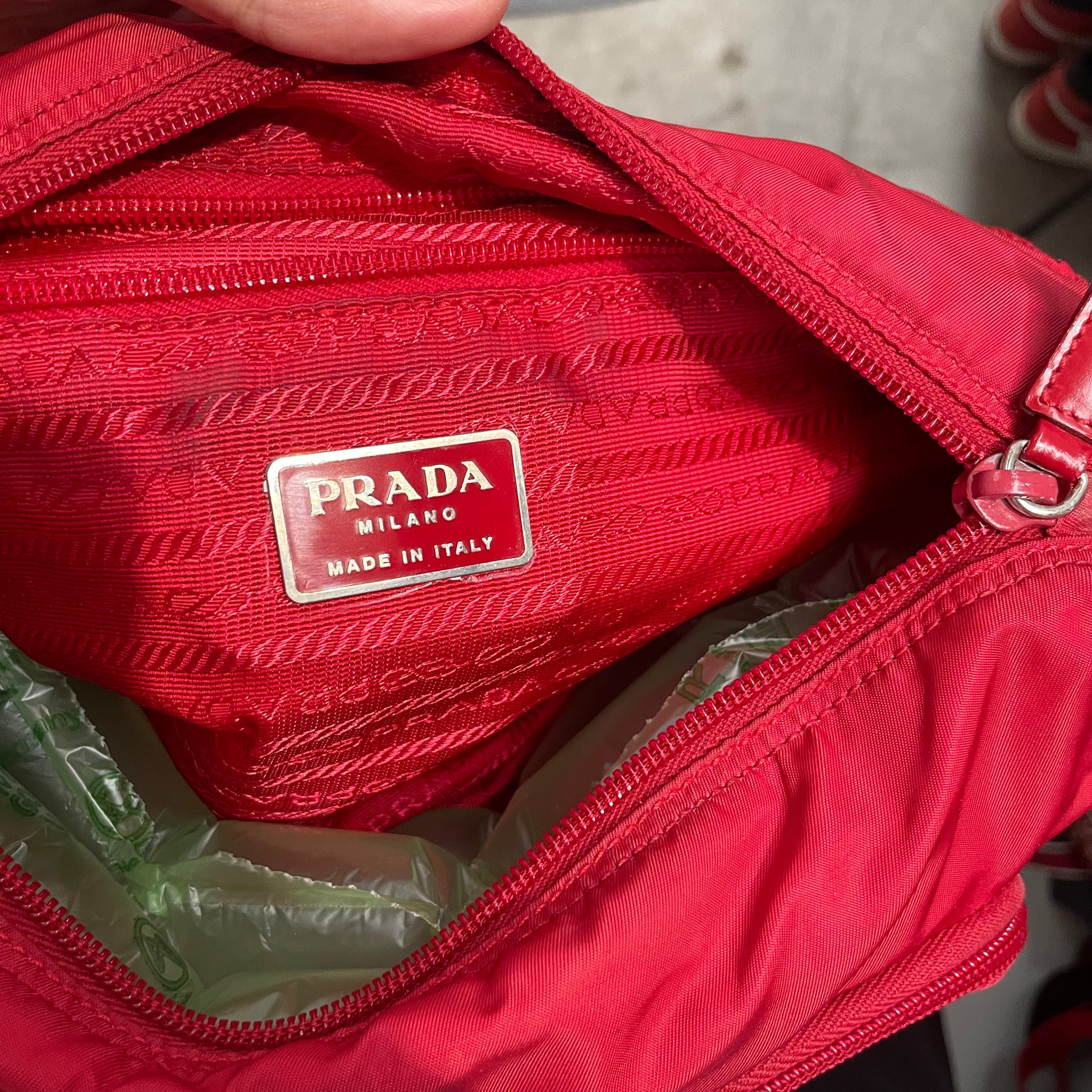 Prada Red Double Strap Messenger Crossbody Bag