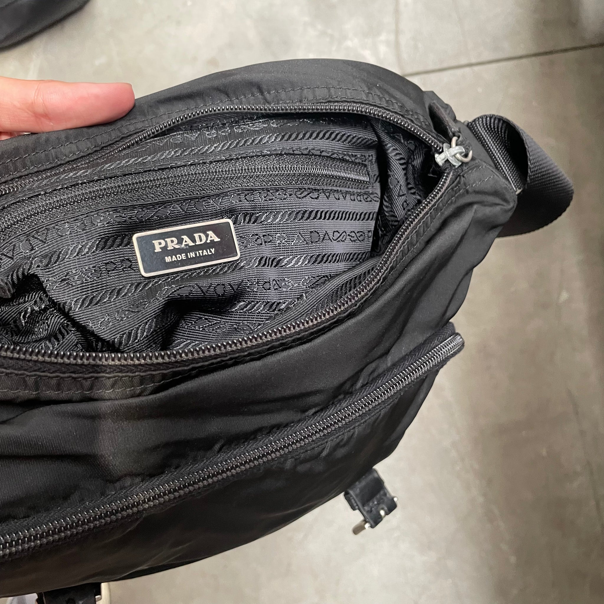 Prada Black Double Strap Messenger Crossbody Bag