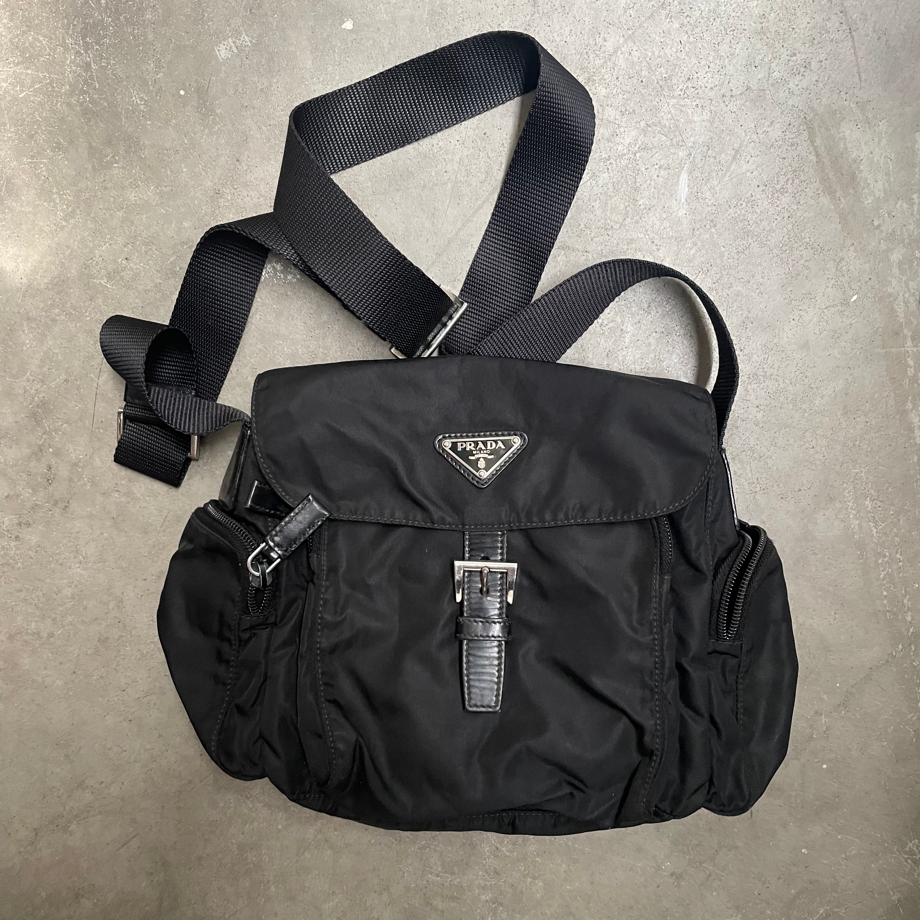 Prada Side Pocket Crossbody Bag Nylon Black – Curated by Charbel