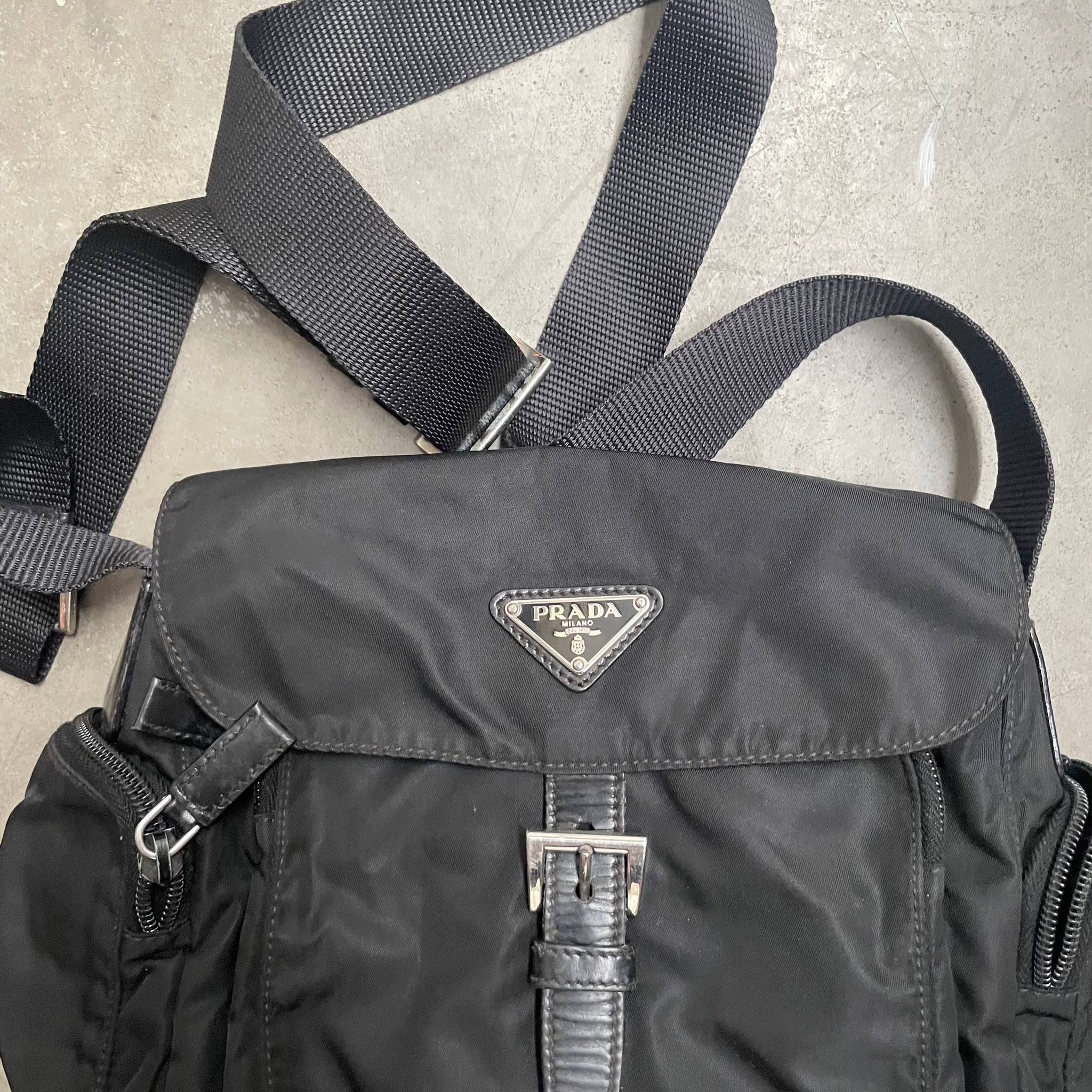 Prada Side Pocket Crossbody Bag Nylon Black