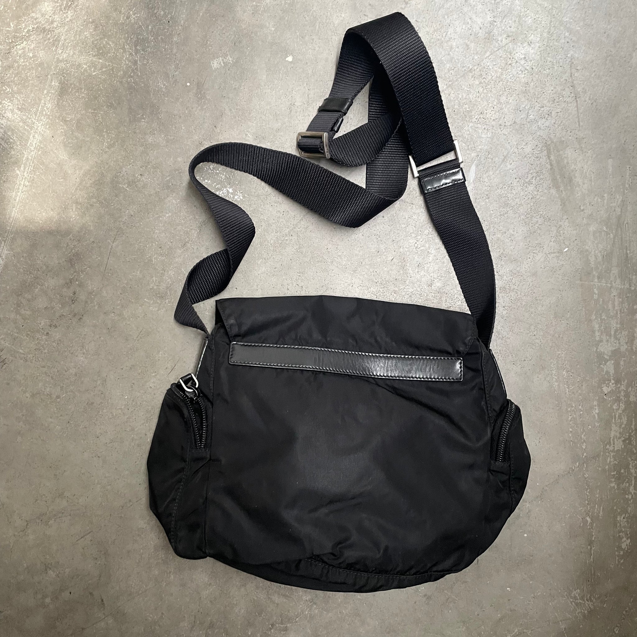 Prada Side Pocket Crossbody Bag Nylon Black