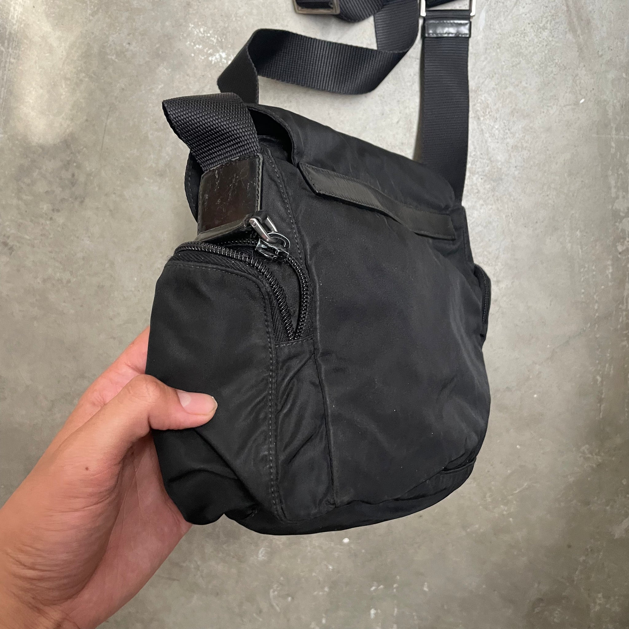 Prada Side Pocket Crossbody Bag Nylon Black