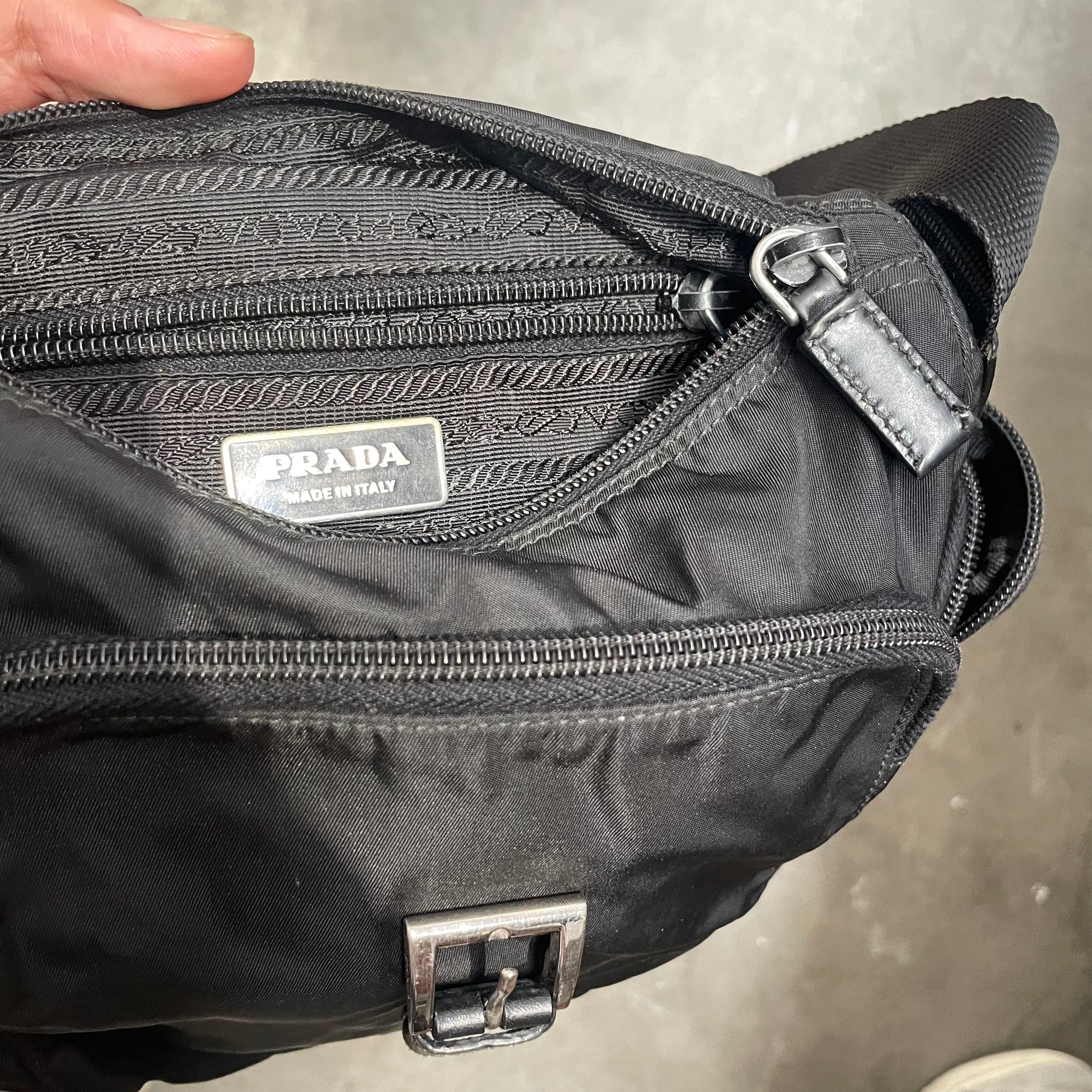 Prada Side Pocket Crossbody Bag Nylon Black