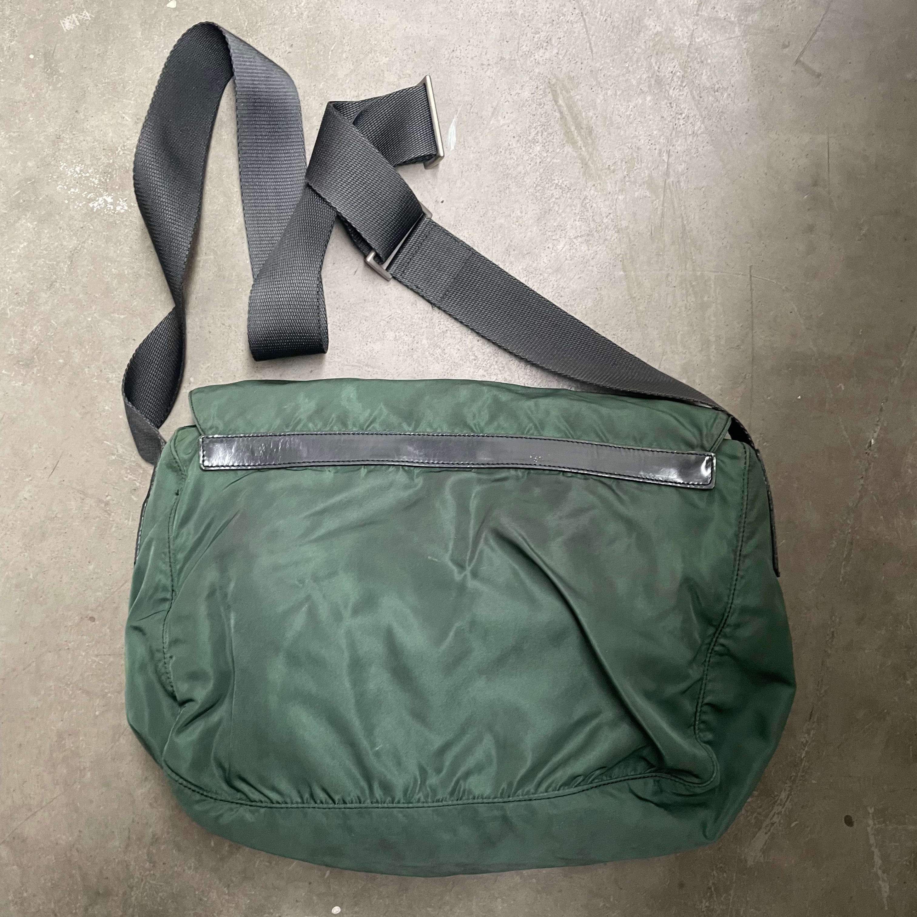Prada Green Double Strap Messenger Crossbody Bag