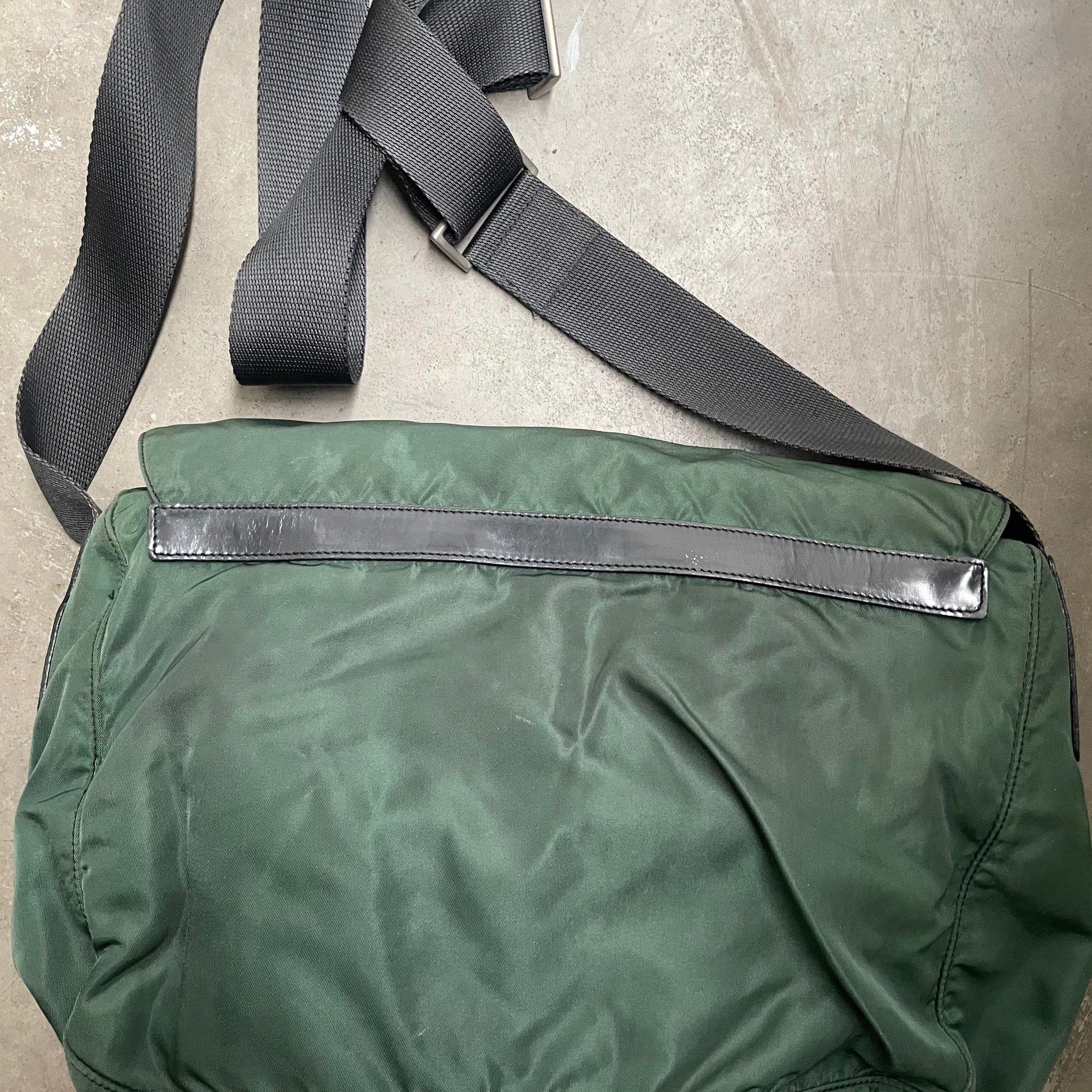 Prada Green Double Strap Messenger Crossbody Bag