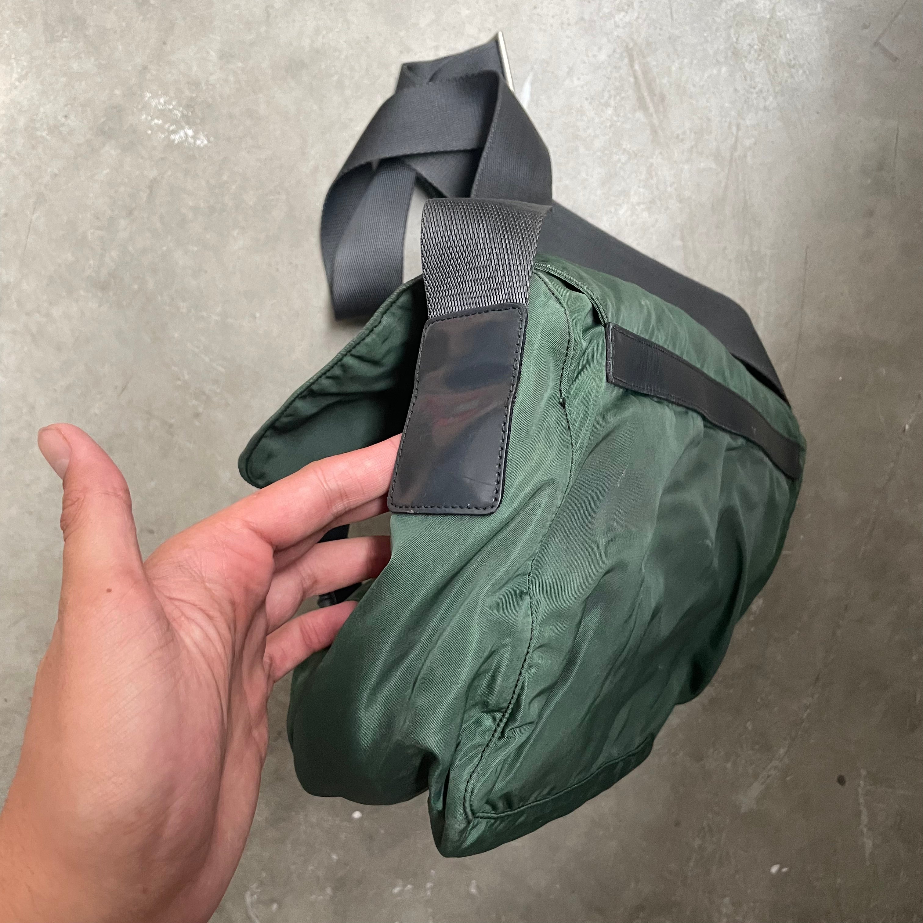 Prada Green Double Strap Messenger Crossbody Bag