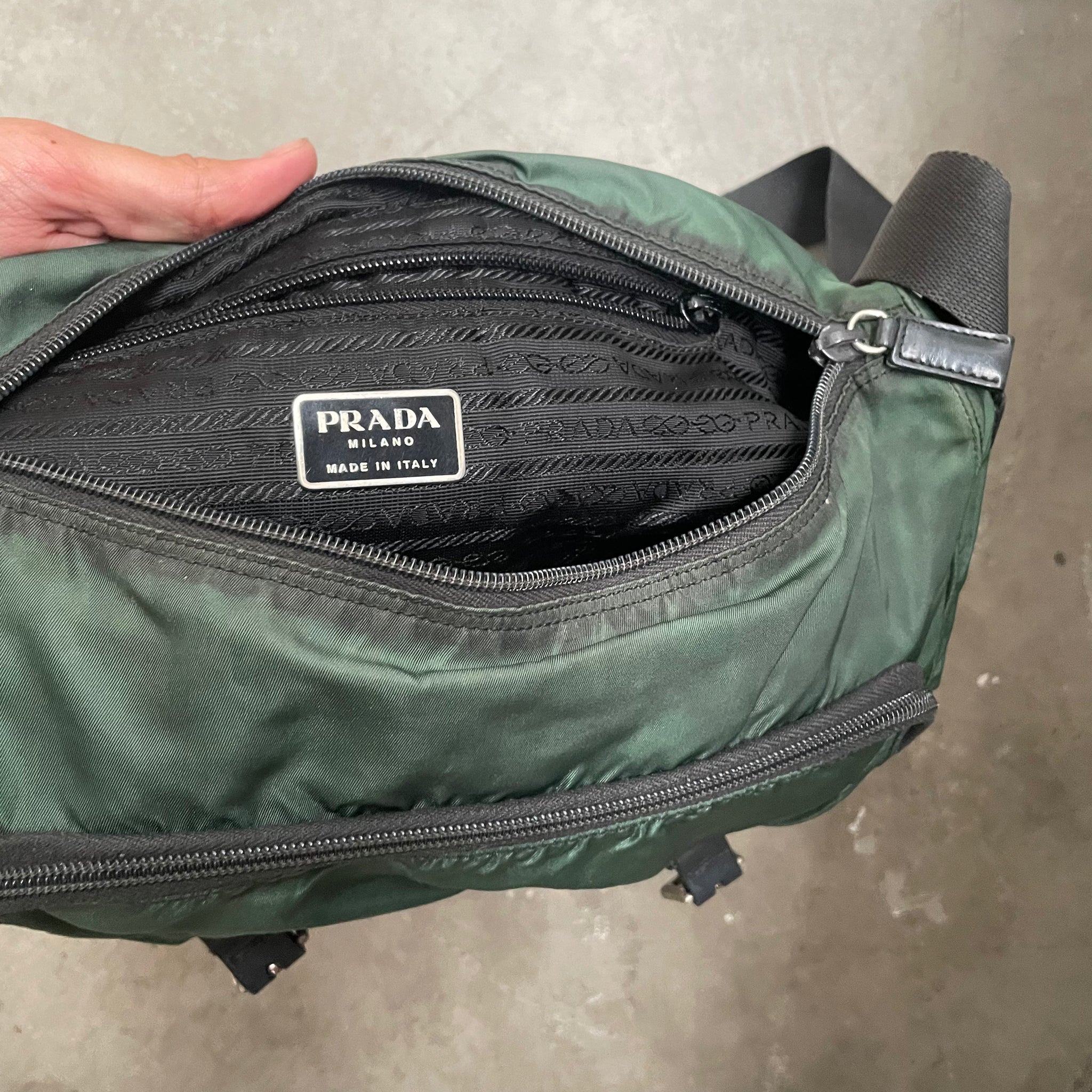 Prada Green Double Strap Messenger Crossbody Bag