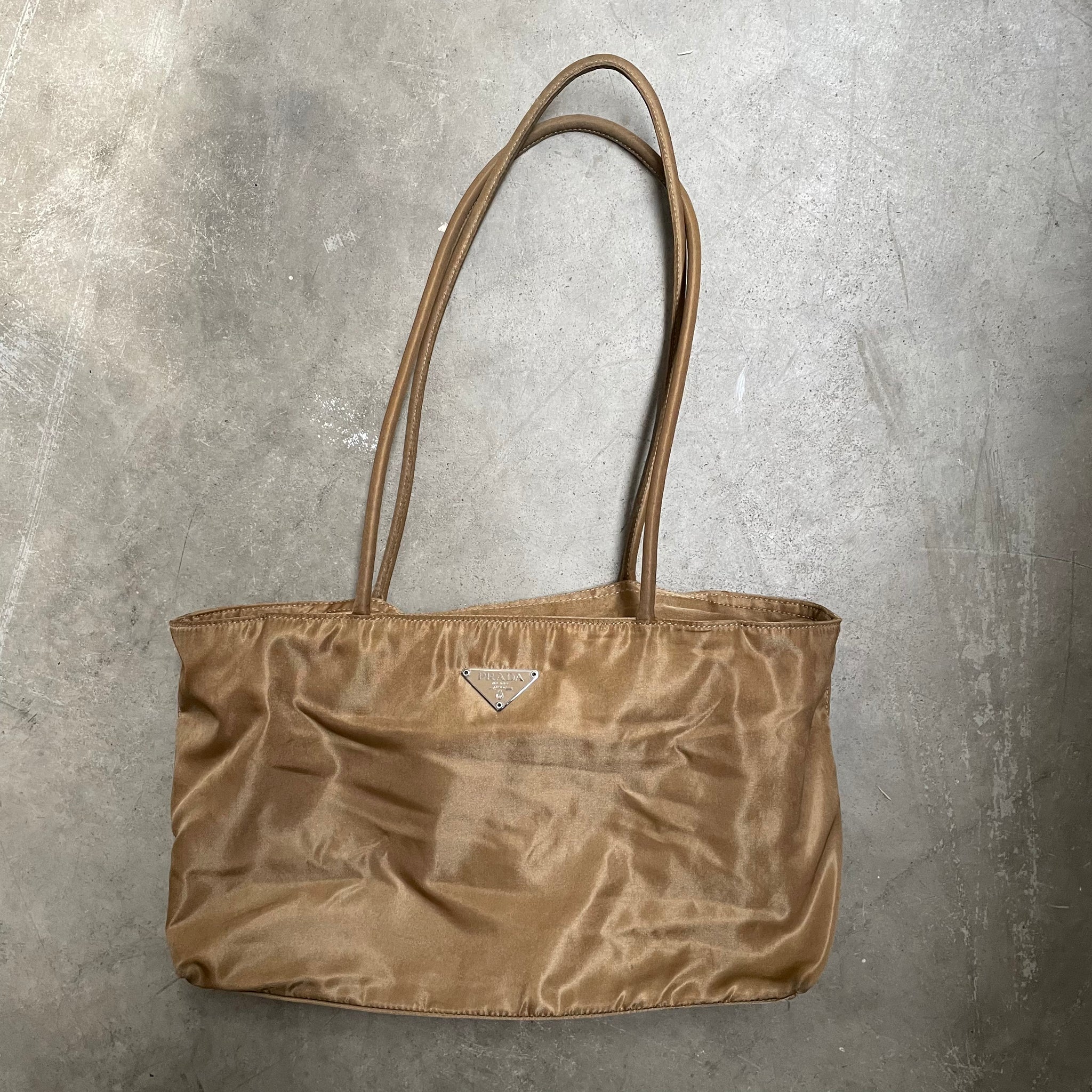 Prada Rectangle Tote Bag Nylon Caramel