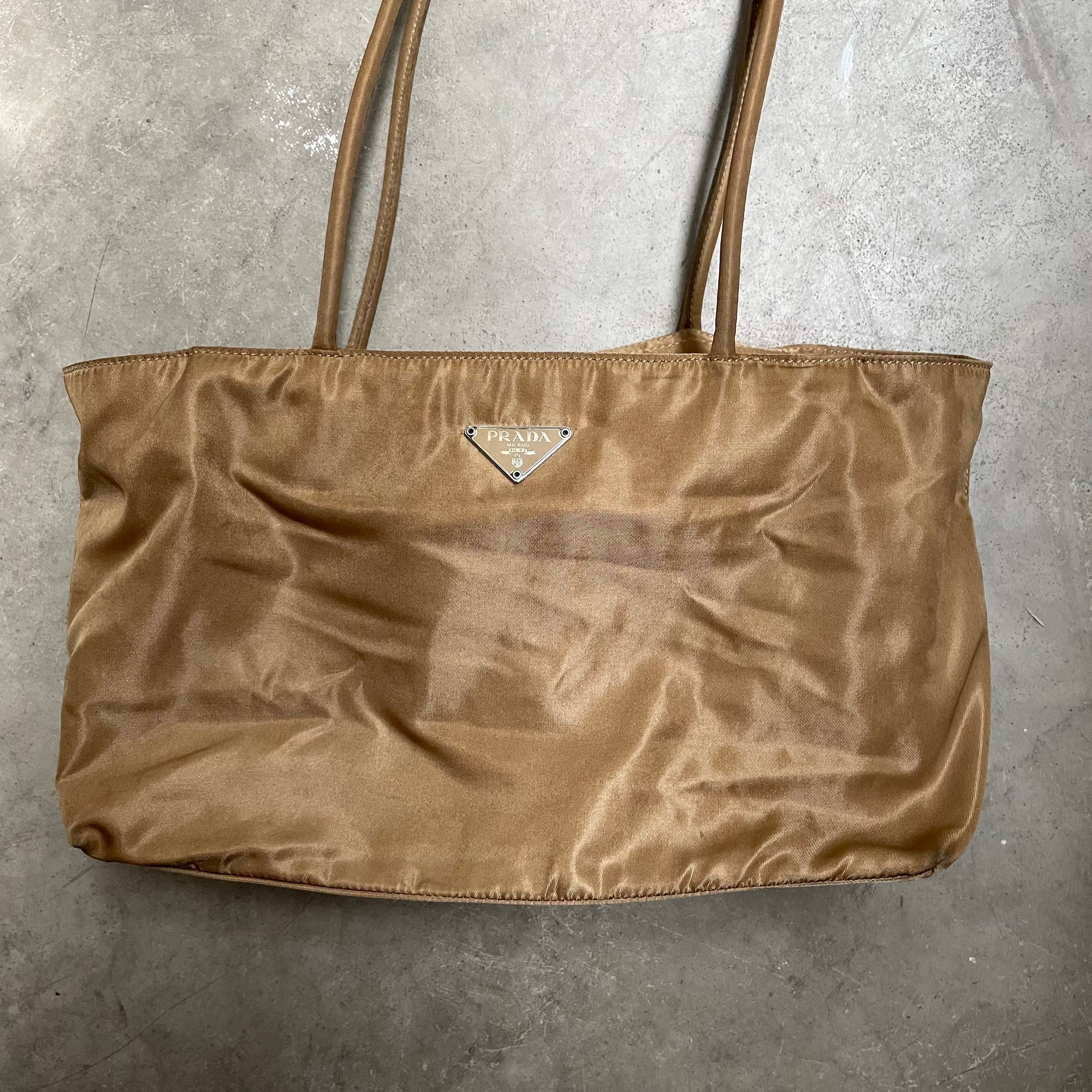 Prada Rectangle Tote Bag Nylon Caramel