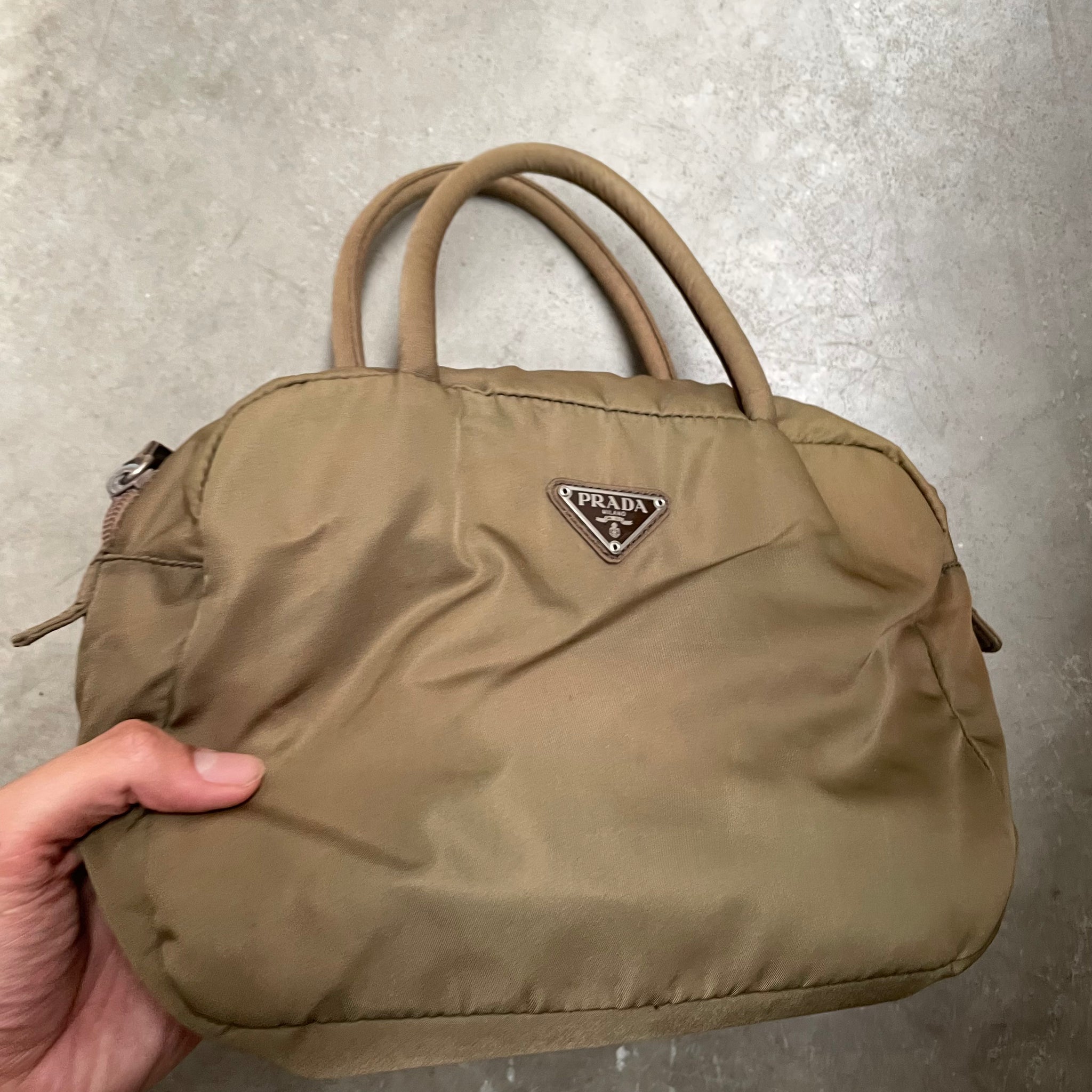 Prada Bao Hand Bag Nylon Caramel / Brown