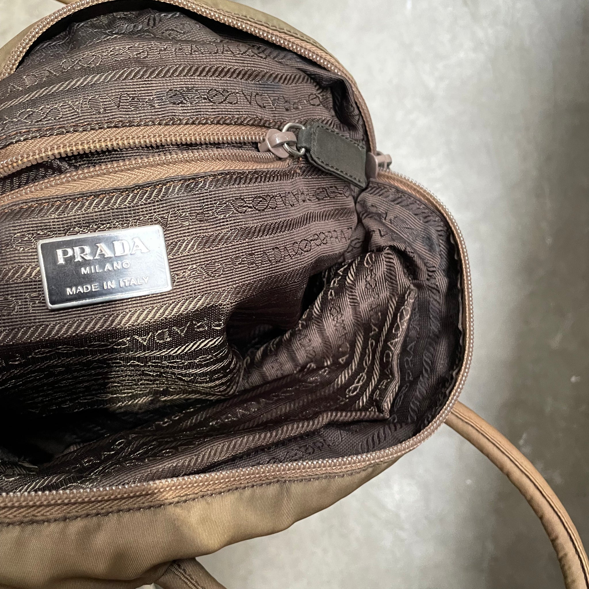 Prada Bao Hand Bag Nylon Caramel / Brown