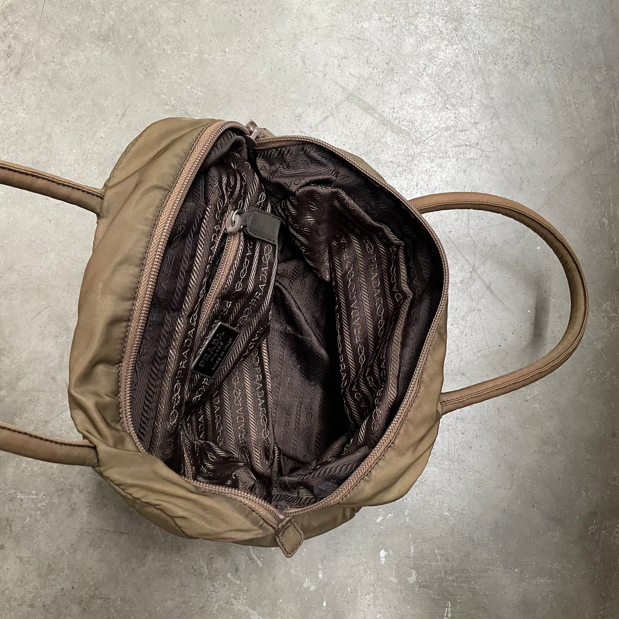 Prada Bao Hand Bag Nylon Caramel / Brown