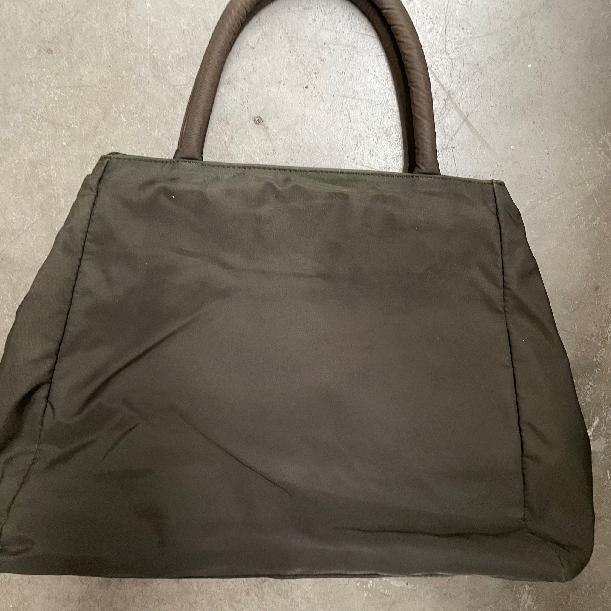 Prada Zip Hand Bag Nylon Khaki