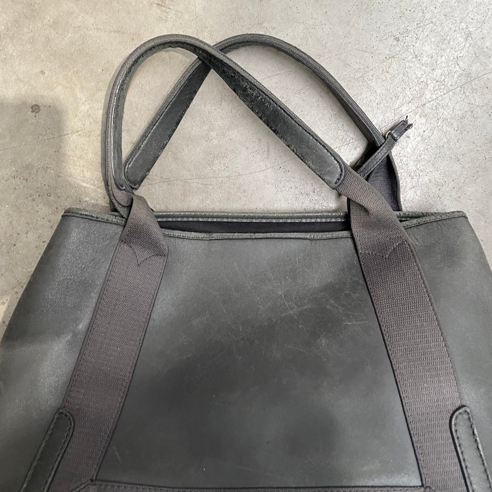 Balenciaga Logo Hand Bag Leather Grey